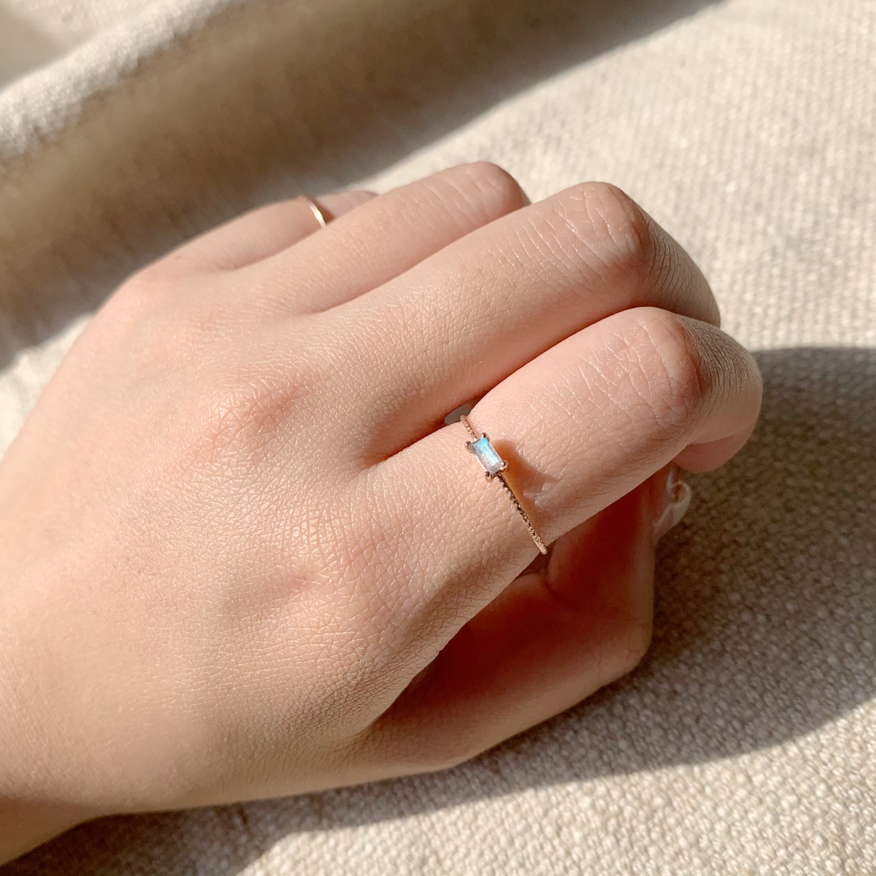 細方四爪拉長石細戒