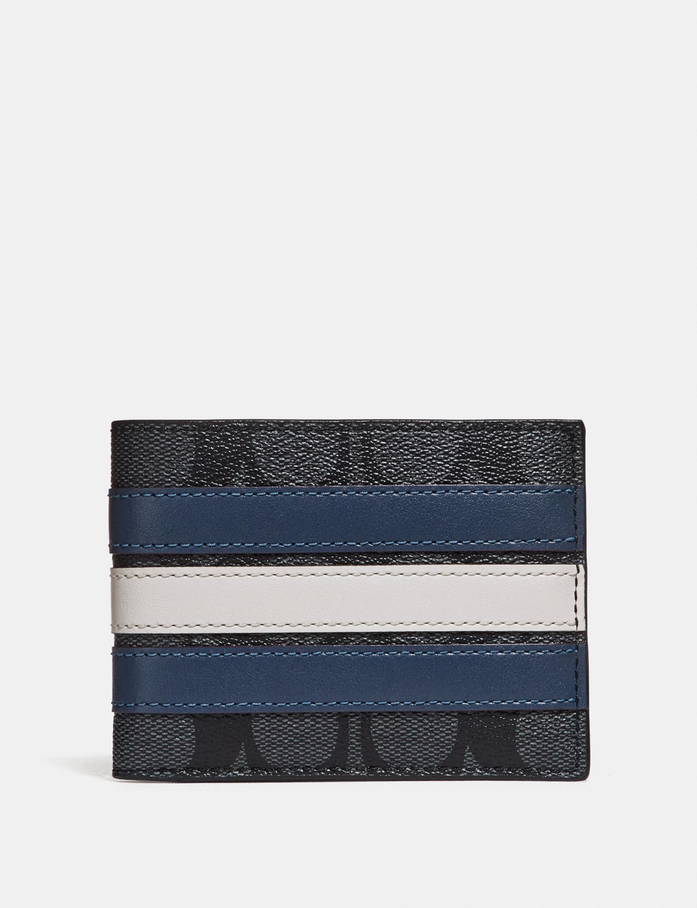 Slim Billfold Wallet In Signature Canvas With Varsity
