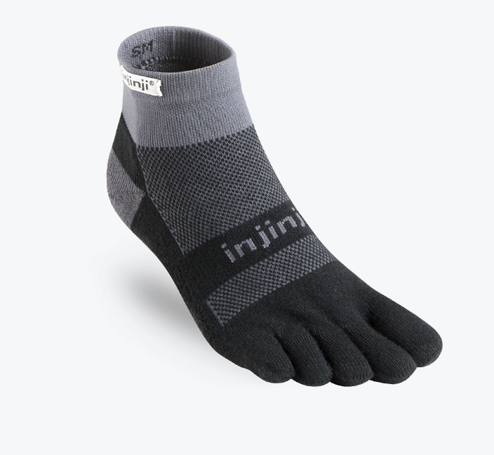 Injinji Run Midweight Gray Mini Crew Black