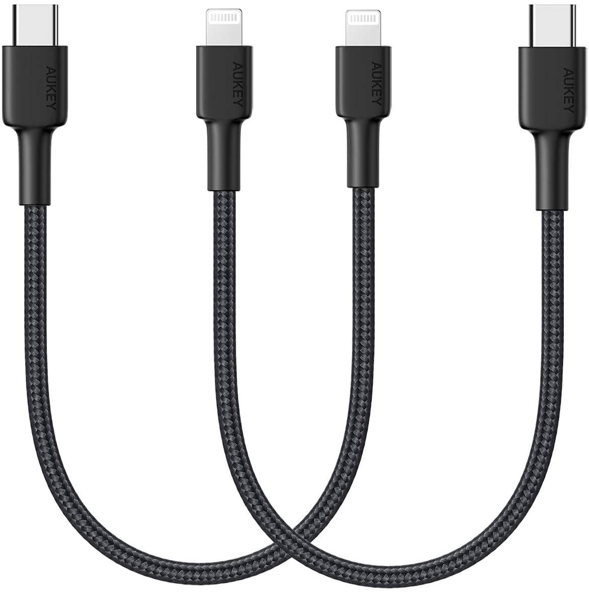AUKEY USB-C 至 Lightning 連接線 (編織尼龍 0.2 米) [兩條裝]