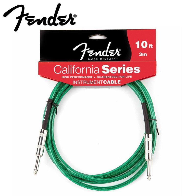 Fender California系列 10呎 綠色 導線 雙直頭 0990510057