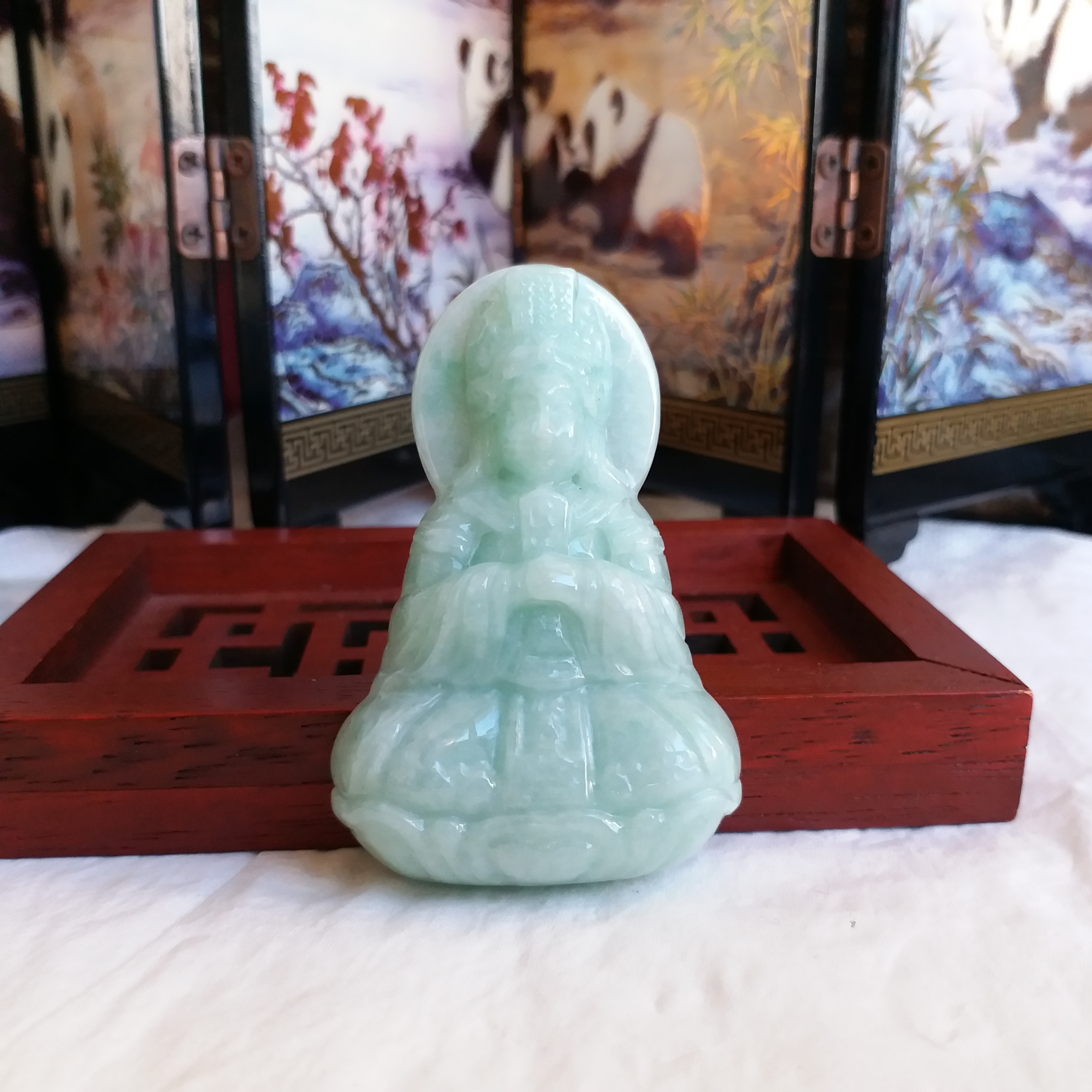 冰糯果綠厚庄媽姐吊墜, 天然翡翠A玉, 緬甸玉, Jade, Jadeite