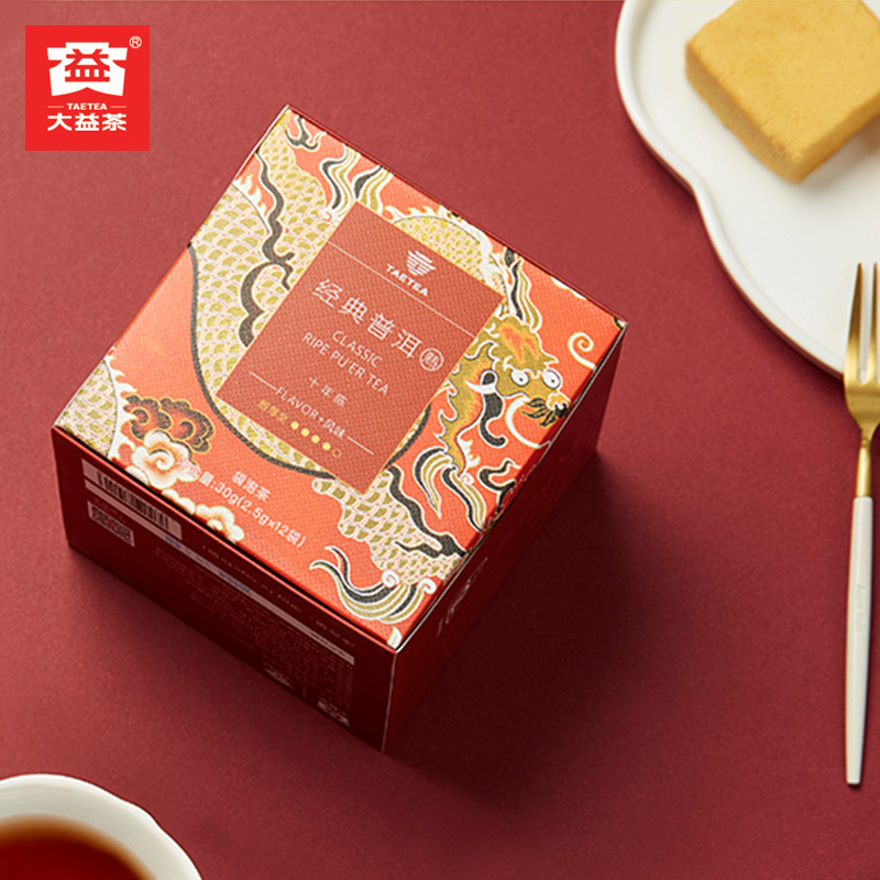 大益普洱茶生熟セット 大益茶龙柱圆茶2101批次357g普洱茶熟茶2021
