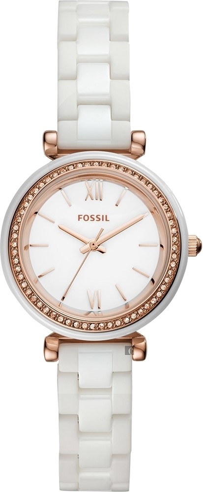 萬年鐘錶 - Fossil    晶鑽純白陶瓷女錶   CE1104  錶徑30MM