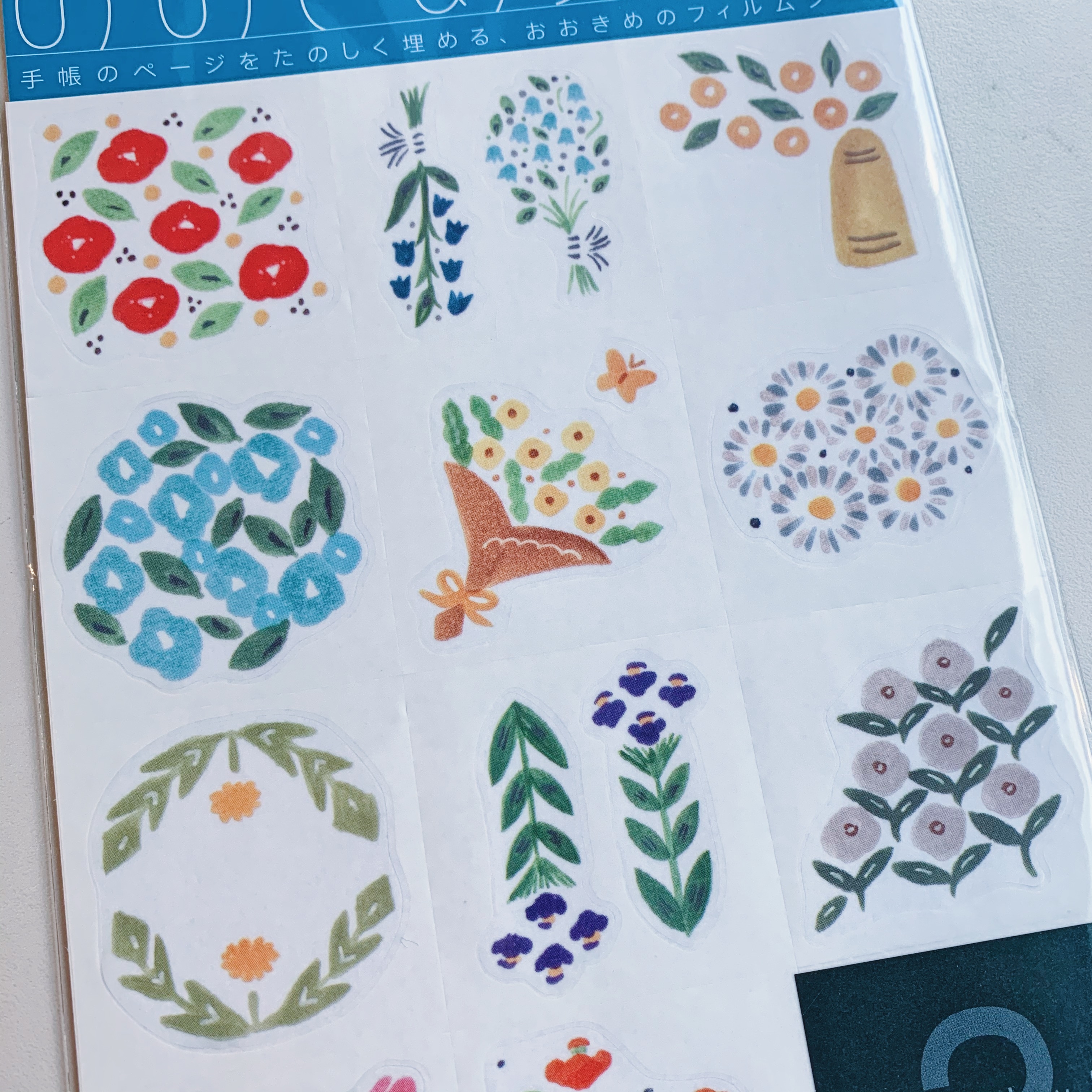 花束 HITOTOKI霧面透明貼紙(可重複黏貼)｜日本KING JIM