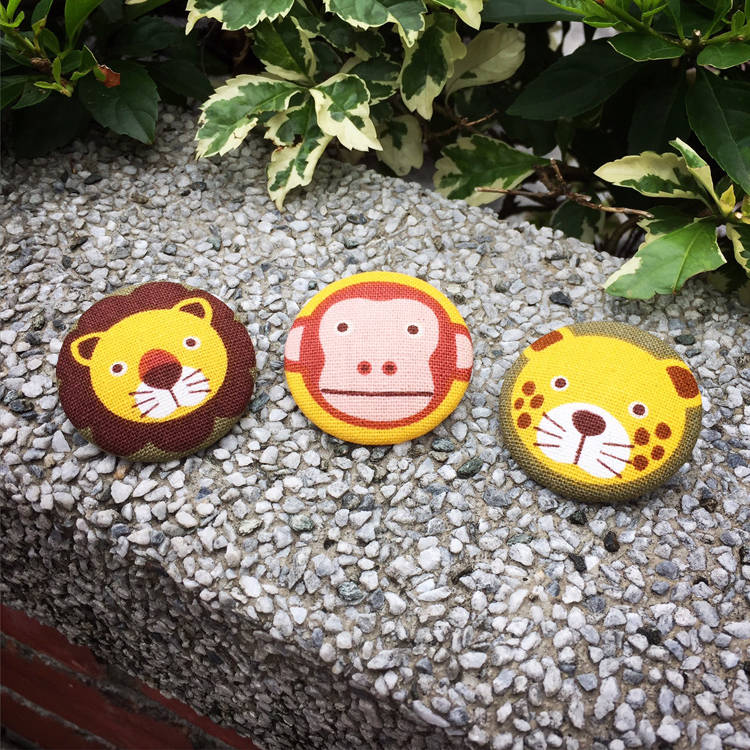 4cm手工布質胸章組・動物系列B