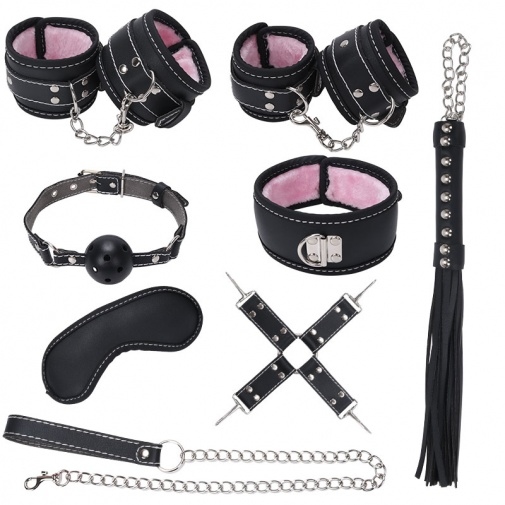 〔超值SM套裝〕Metal Temptation BDSM 高質調教束縛套裝 (黑色含毛絨)