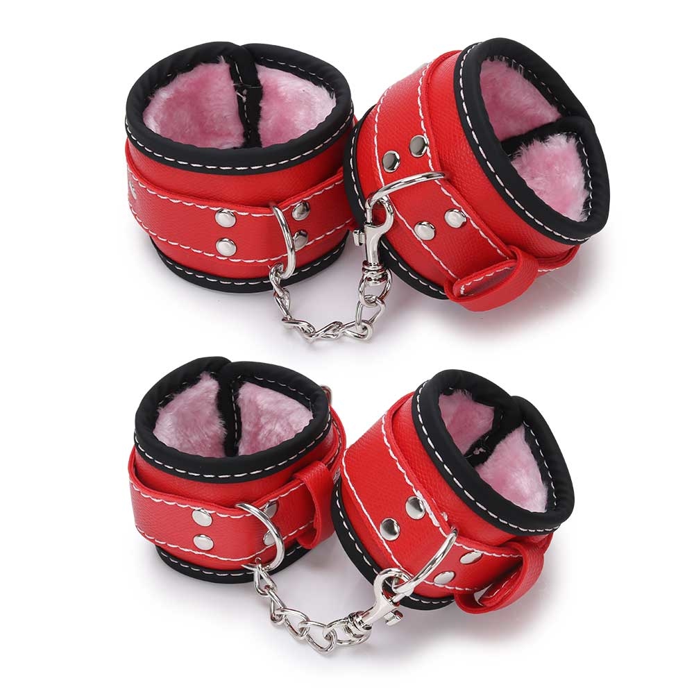 〔超值SM套裝〕Metal Temptation BDSM 高質調教束縛套裝 (紅色含毛絨)