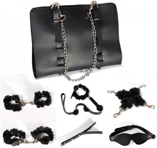 〔超值SM套裝〕Metal Temptation BDSM 高質誘惑調教套裝 (黑色立體花紋)