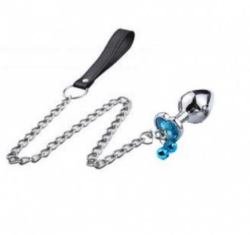 〔調教恩物〕Metal Temptation 藍色心型後庭塞連皮帶 (細碼 / Small Size)