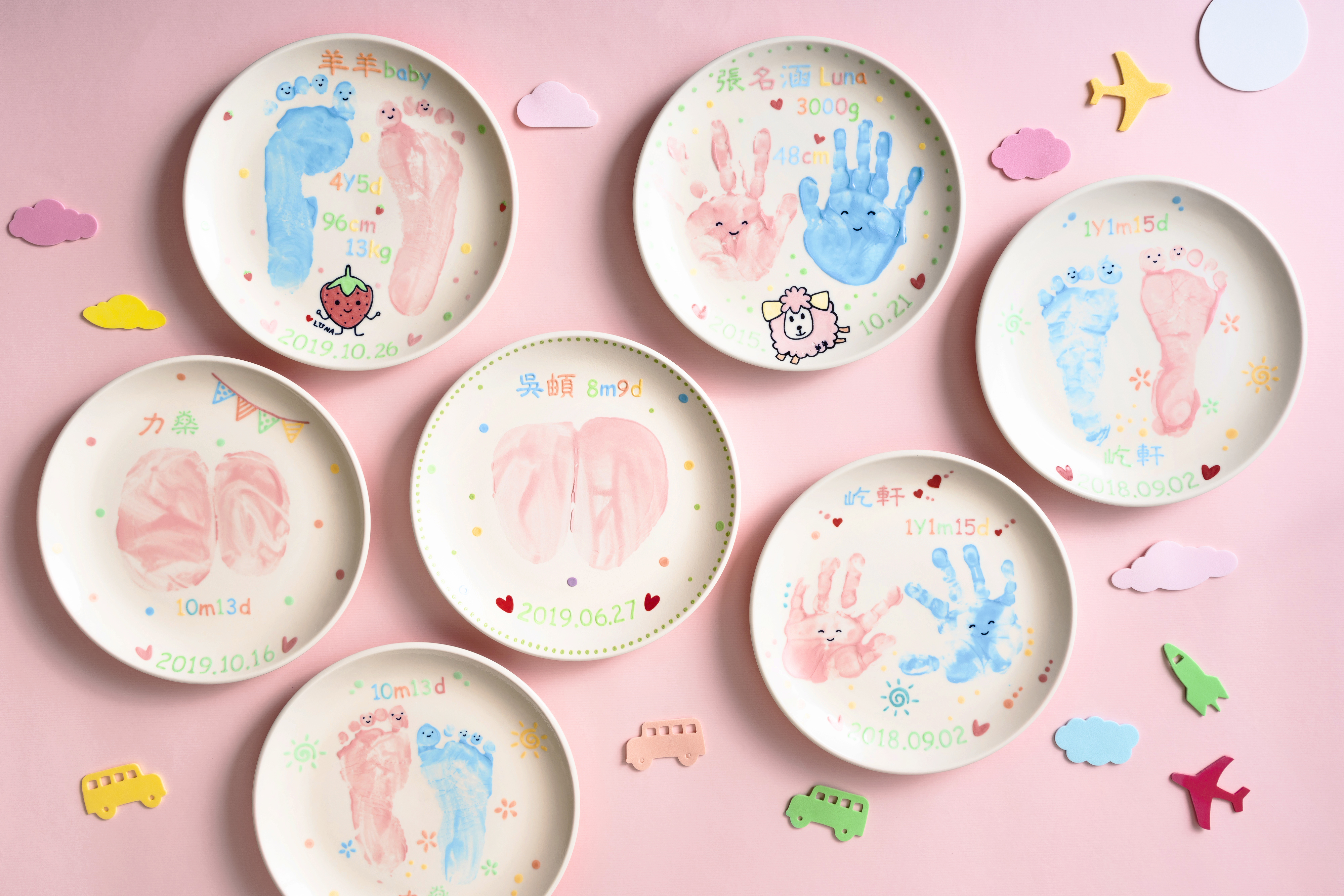 Mao's樂陶陶，寶寶拓印瓷盤。