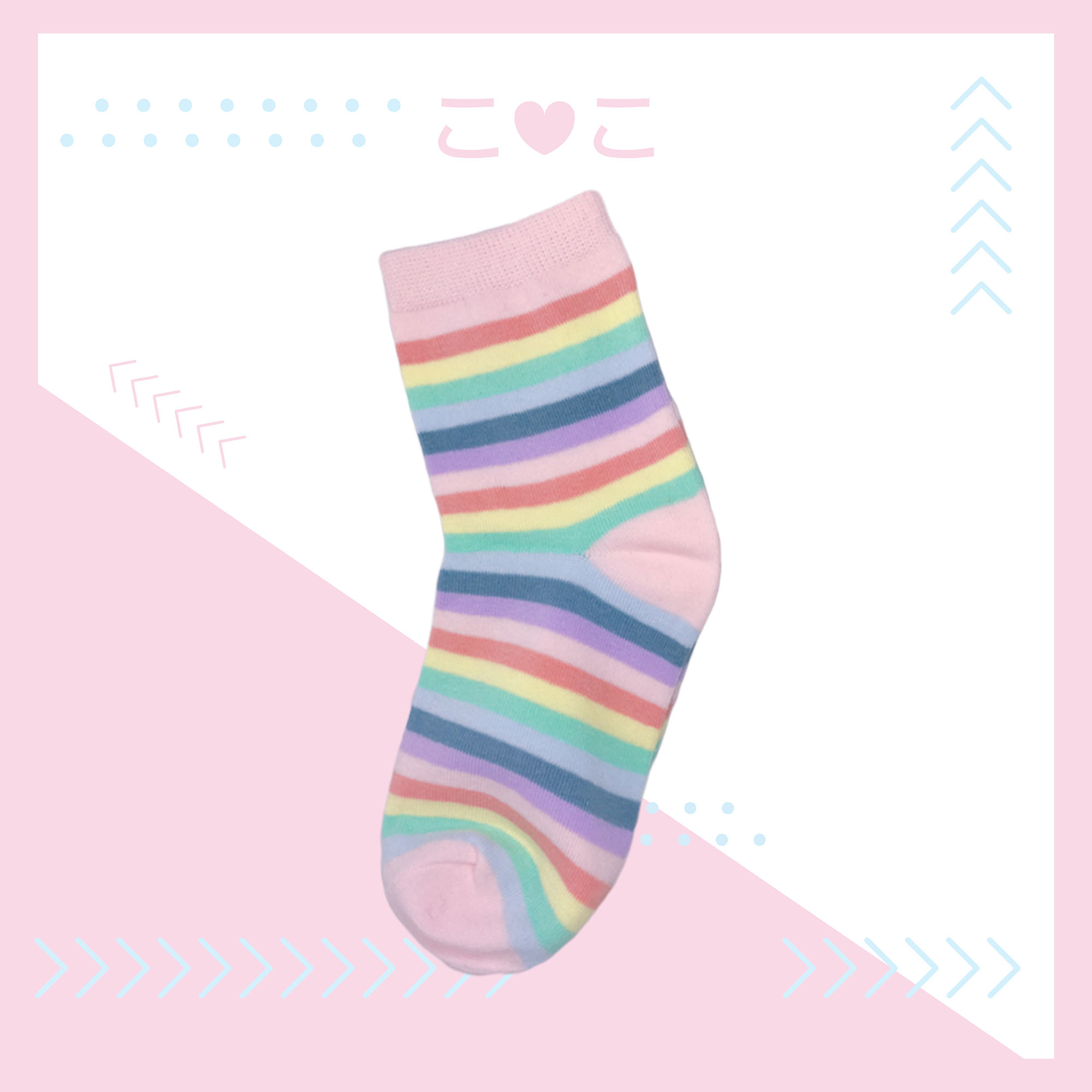 彩虹條紋少女造型襪子