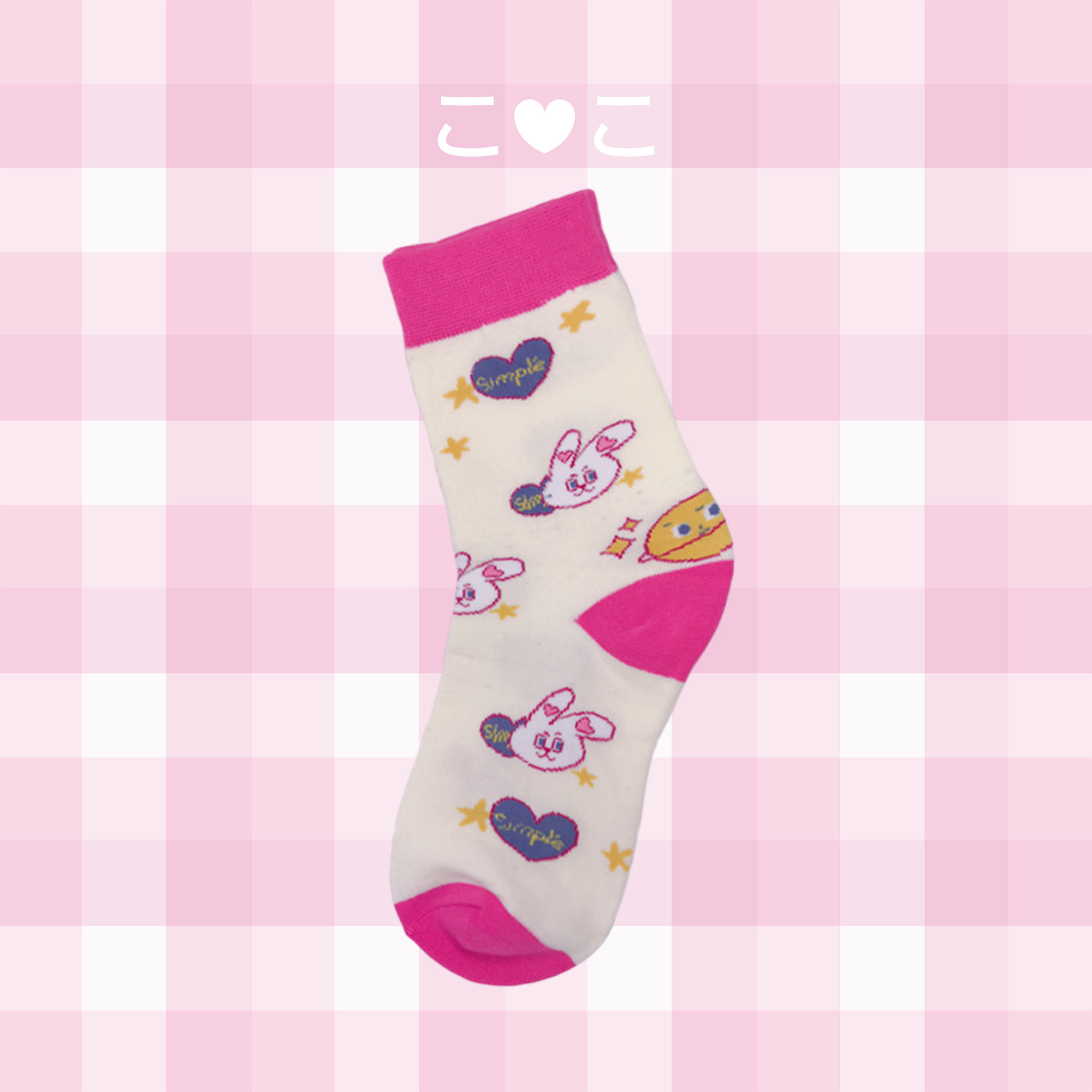 粉色系可愛插畫造型襪子
