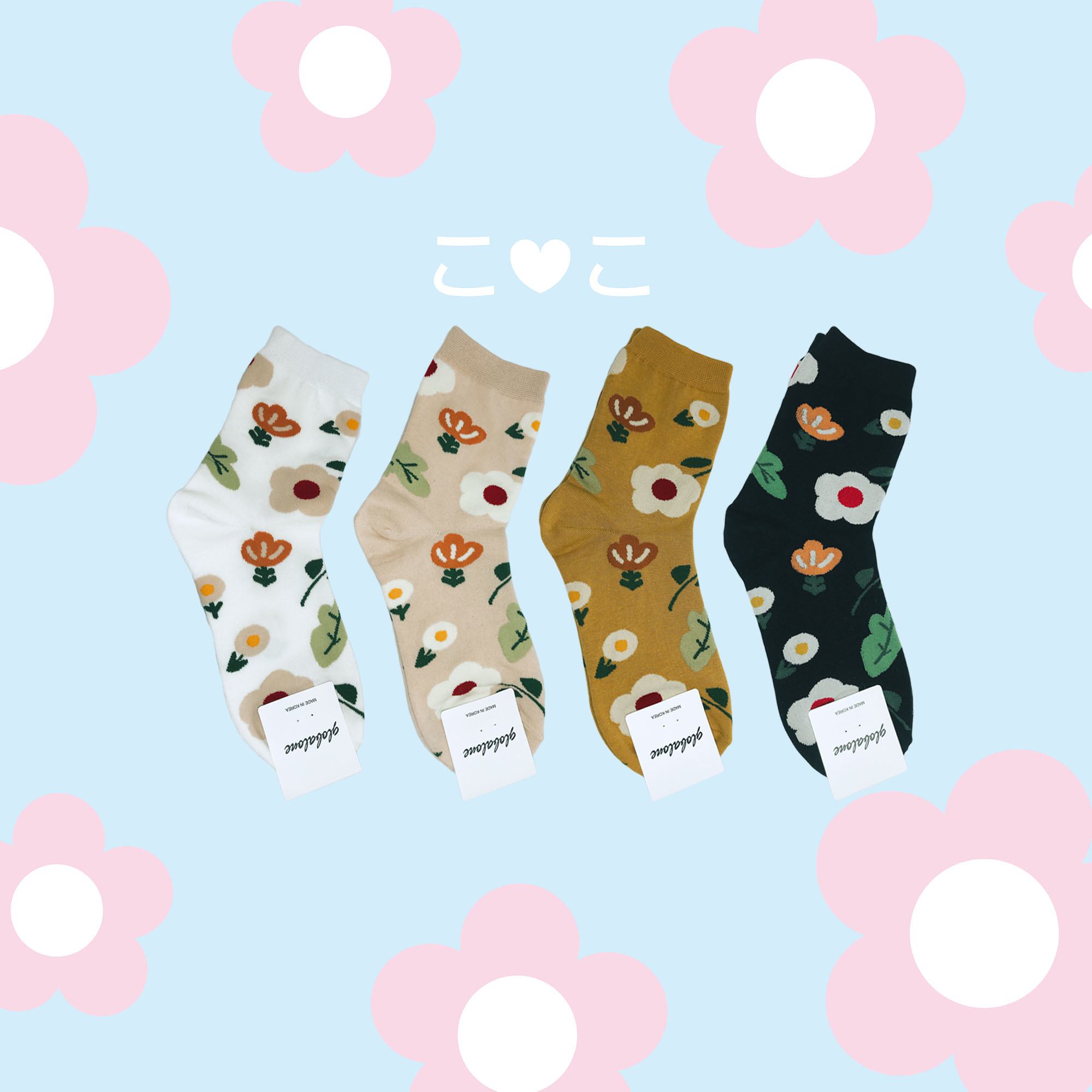 正韓花朵插畫造型襪子