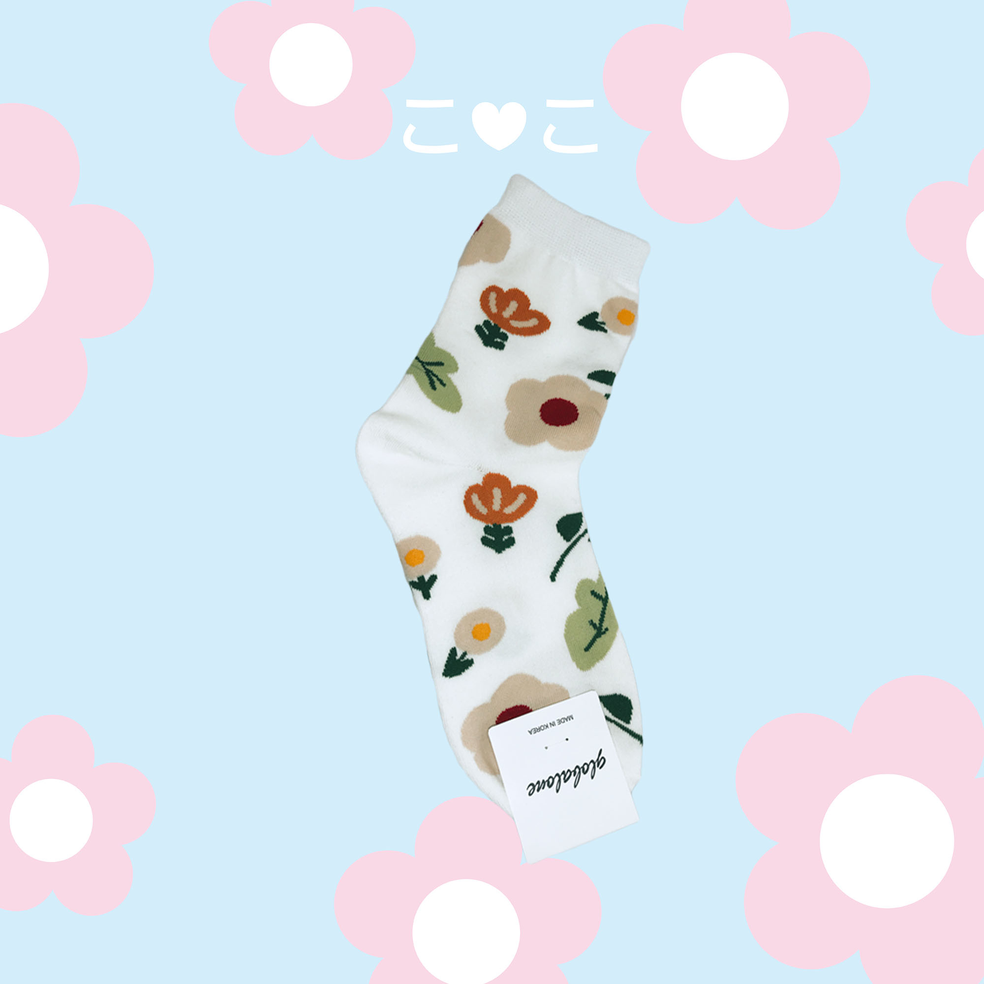 正韓花朵插畫造型襪子