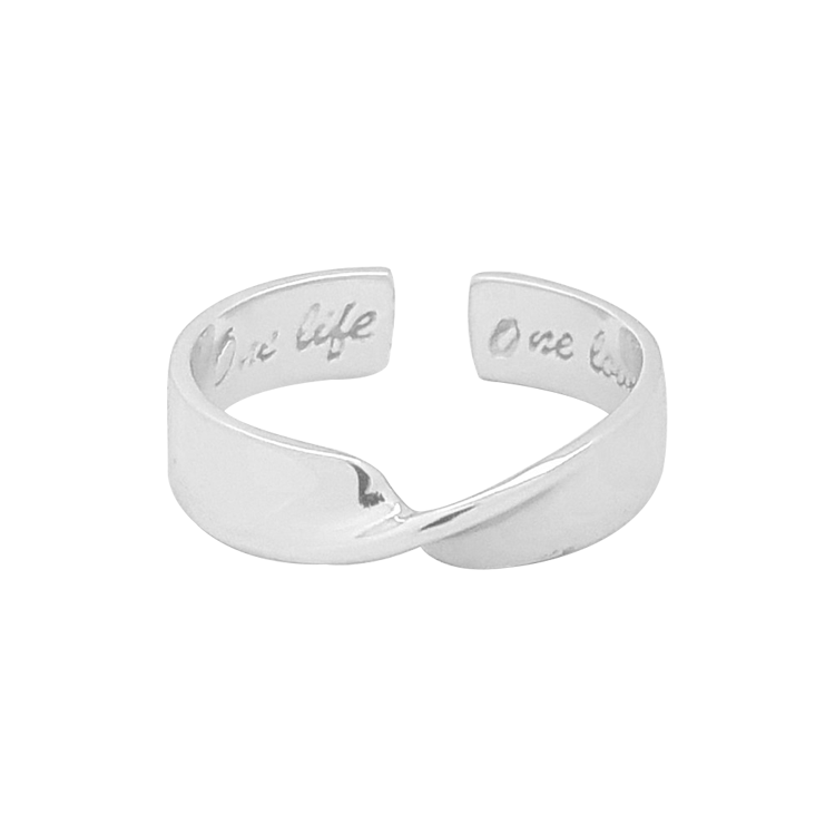 純銀戒指，女士戒指 對摺開口造型；One love 唯一的愛（0730銀色）