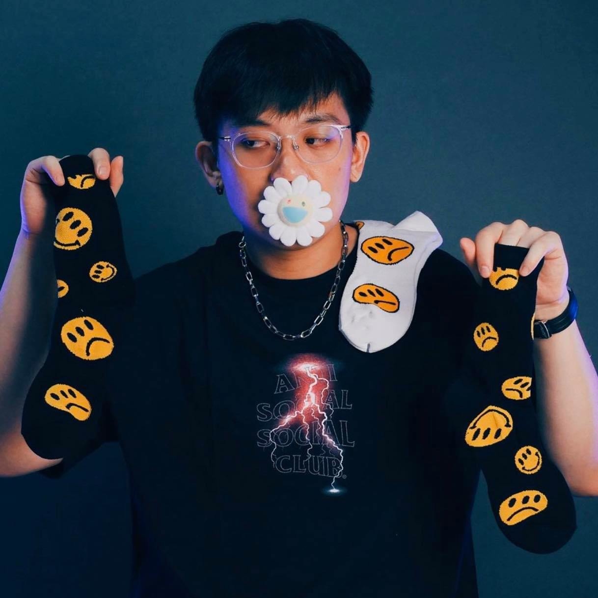 滿版笑臉襪_黑色_BF200012