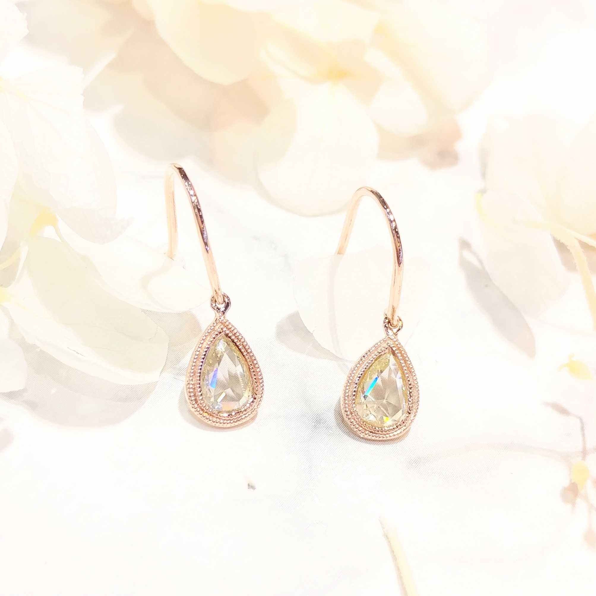 全新18K玫瑰金【主石69份鑽石】吊耳環