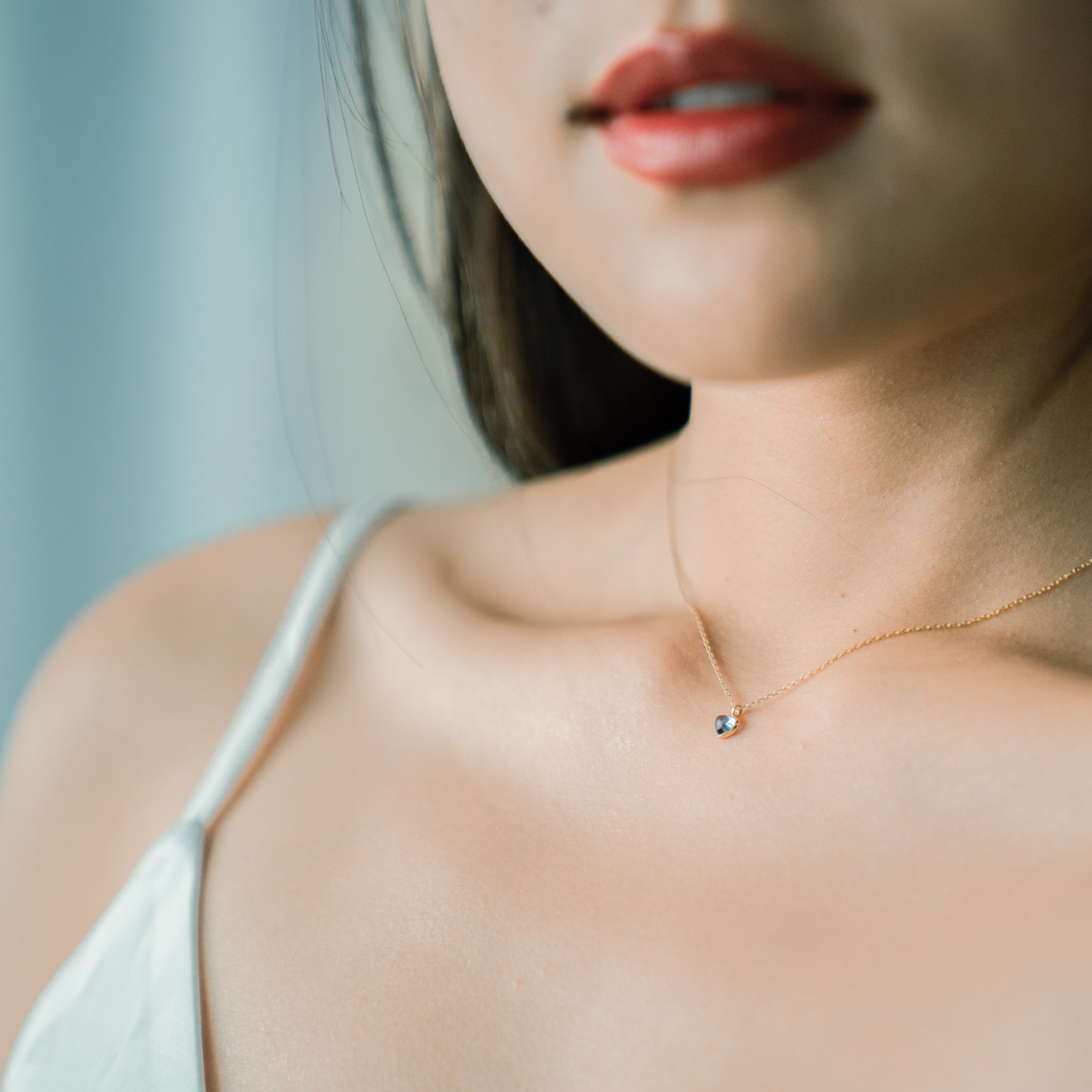 14K QQHEART堇青石鎖骨鍊