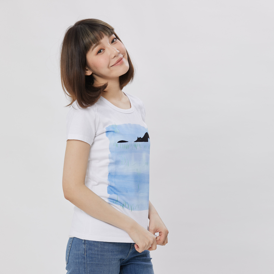 河馬短袖蜜桃棉女純棉T 純白