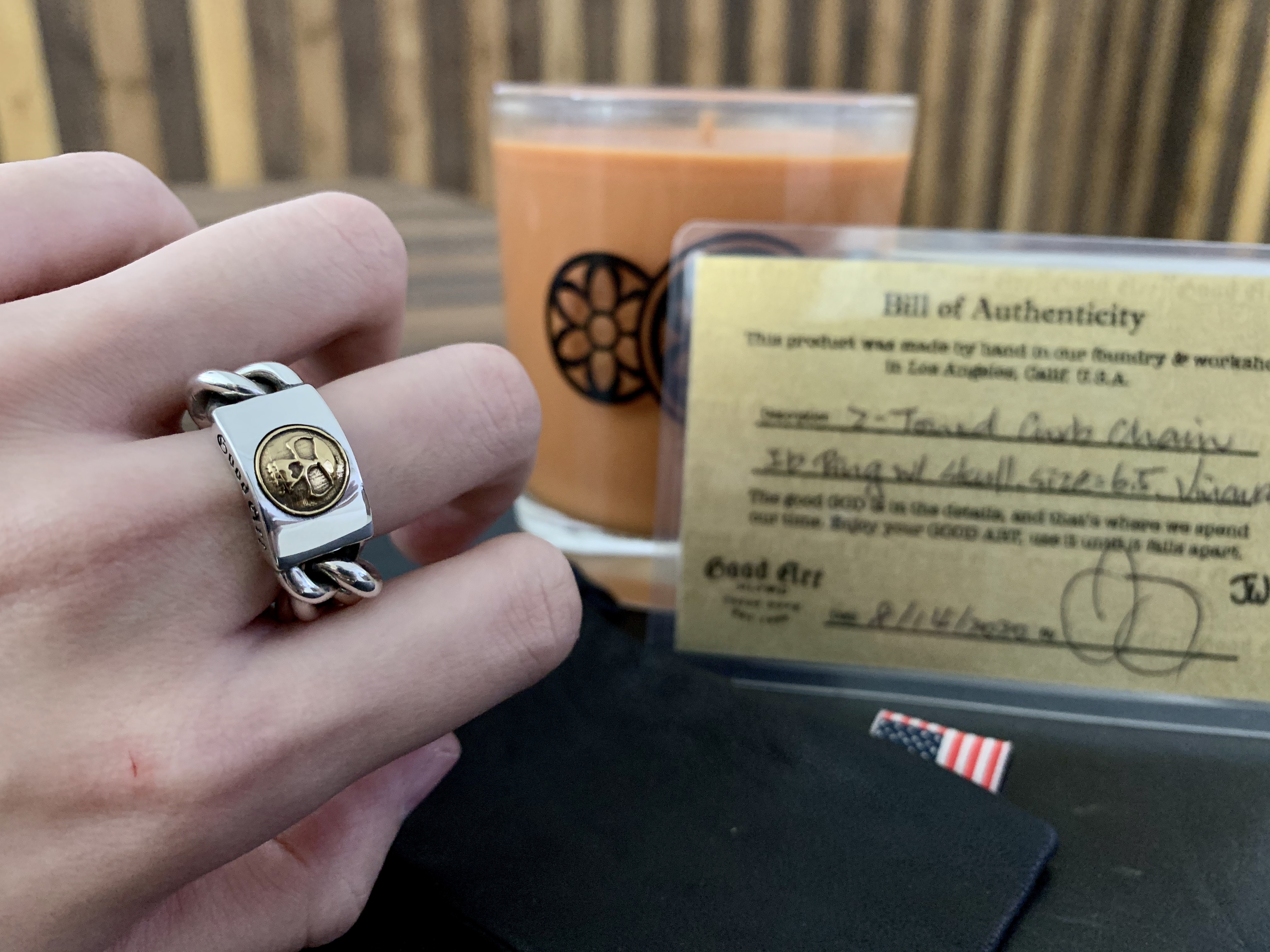 2-Toned Curb Chain ID Ring w/ Skull