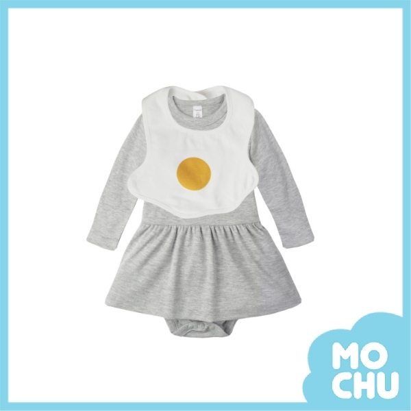 荷包蛋圍兜長袖包屁裙(三色)