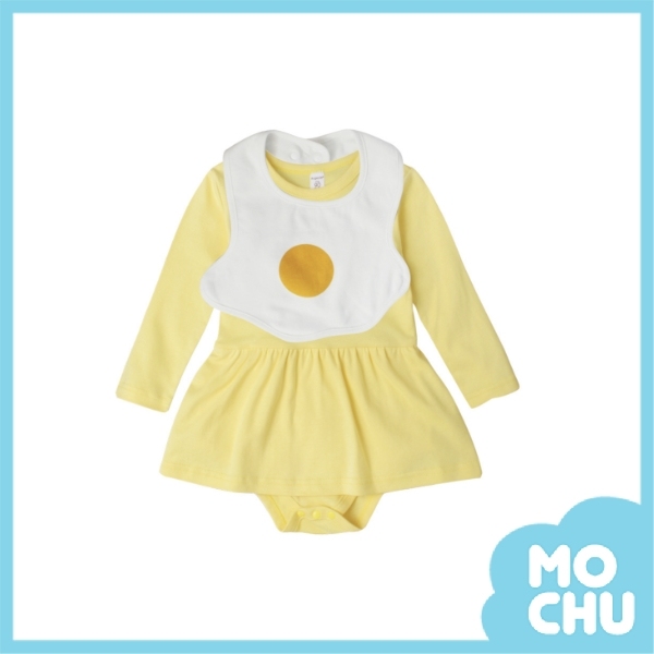 荷包蛋圍兜長袖包屁裙(三色)