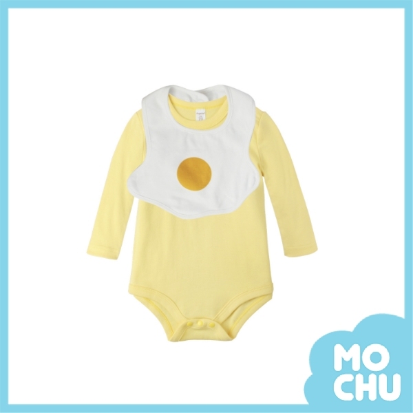 荷包蛋圍兜長袖包屁衣(三色)