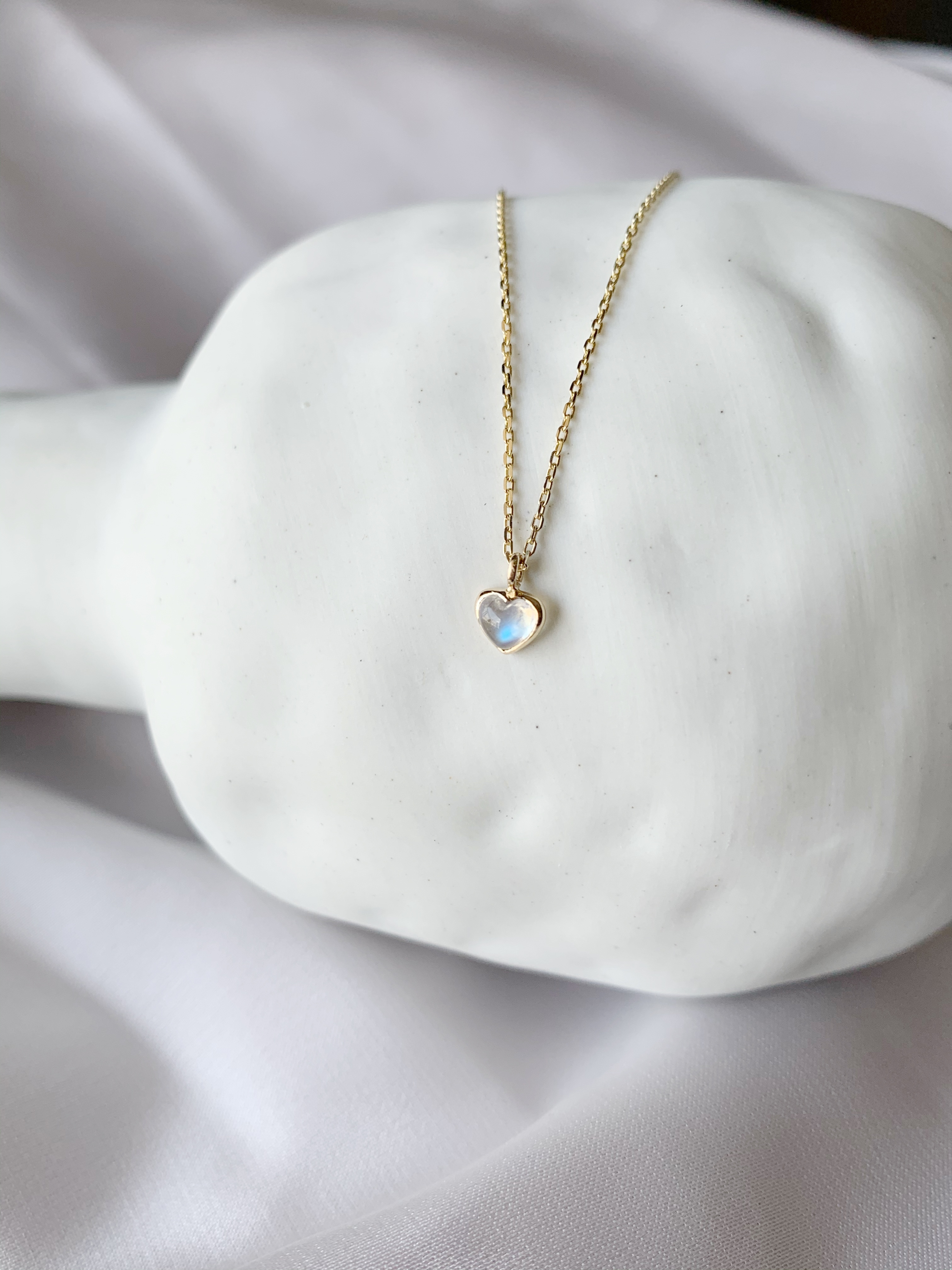 14K QQHEART月光石鎖骨鍊