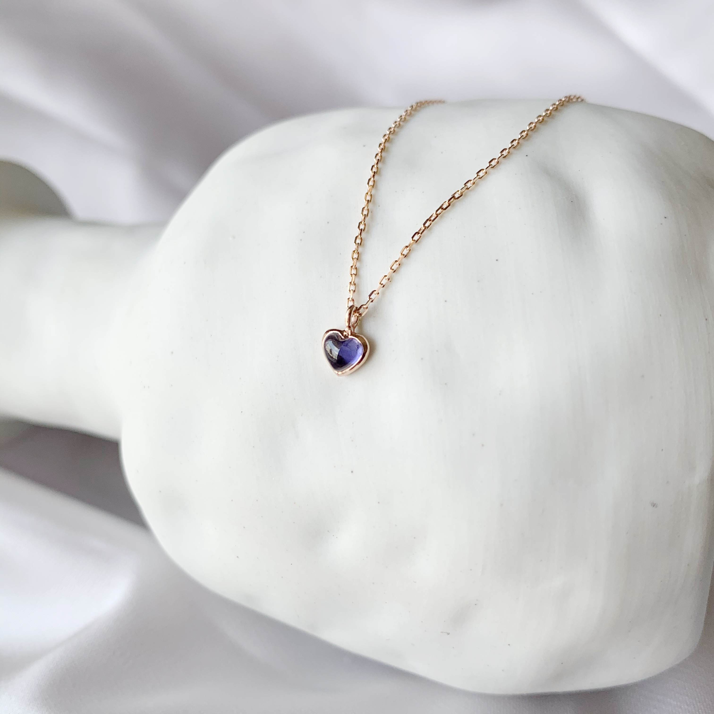 14K QQHEART堇青石鎖骨鍊