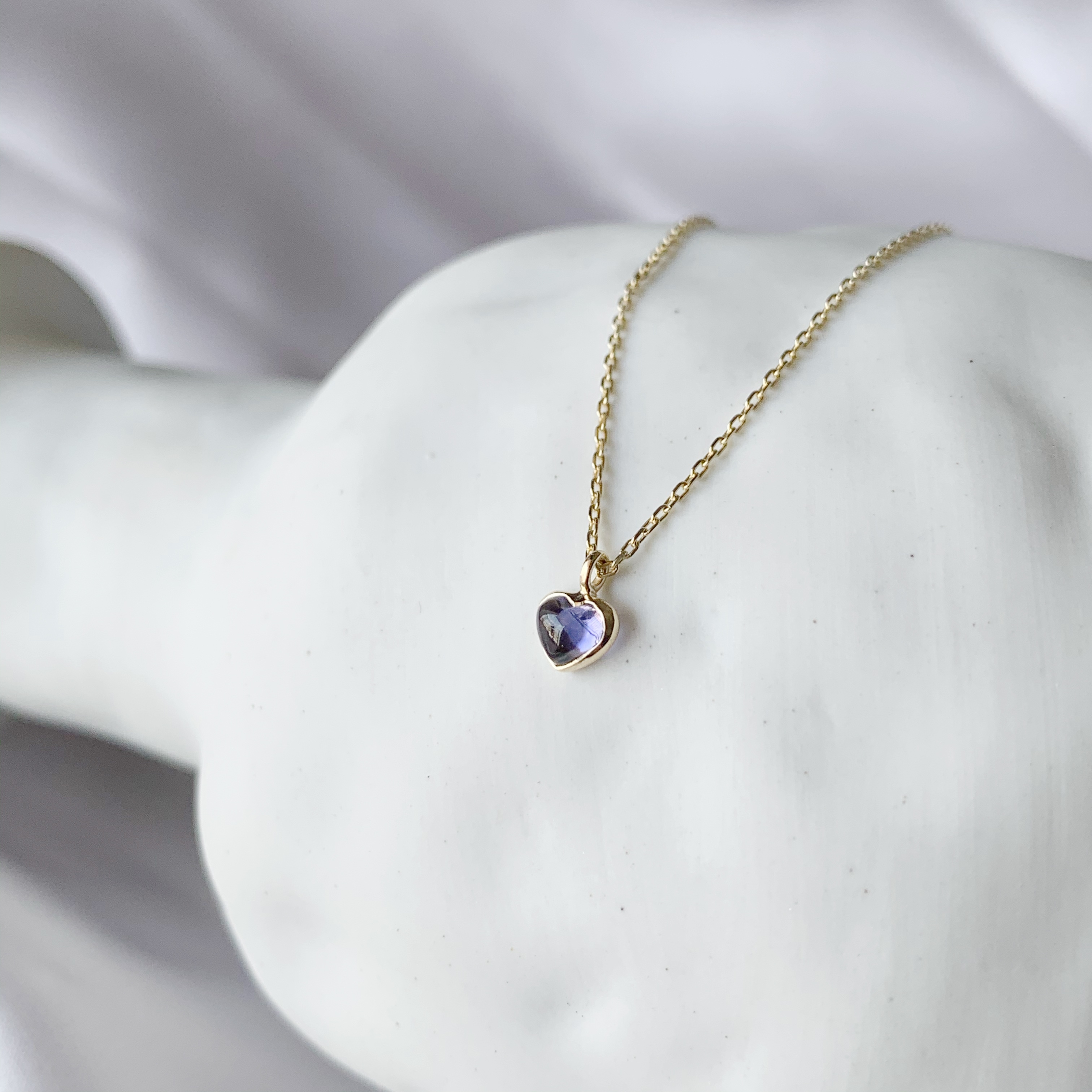 14K QQHEART堇青石鎖骨鍊