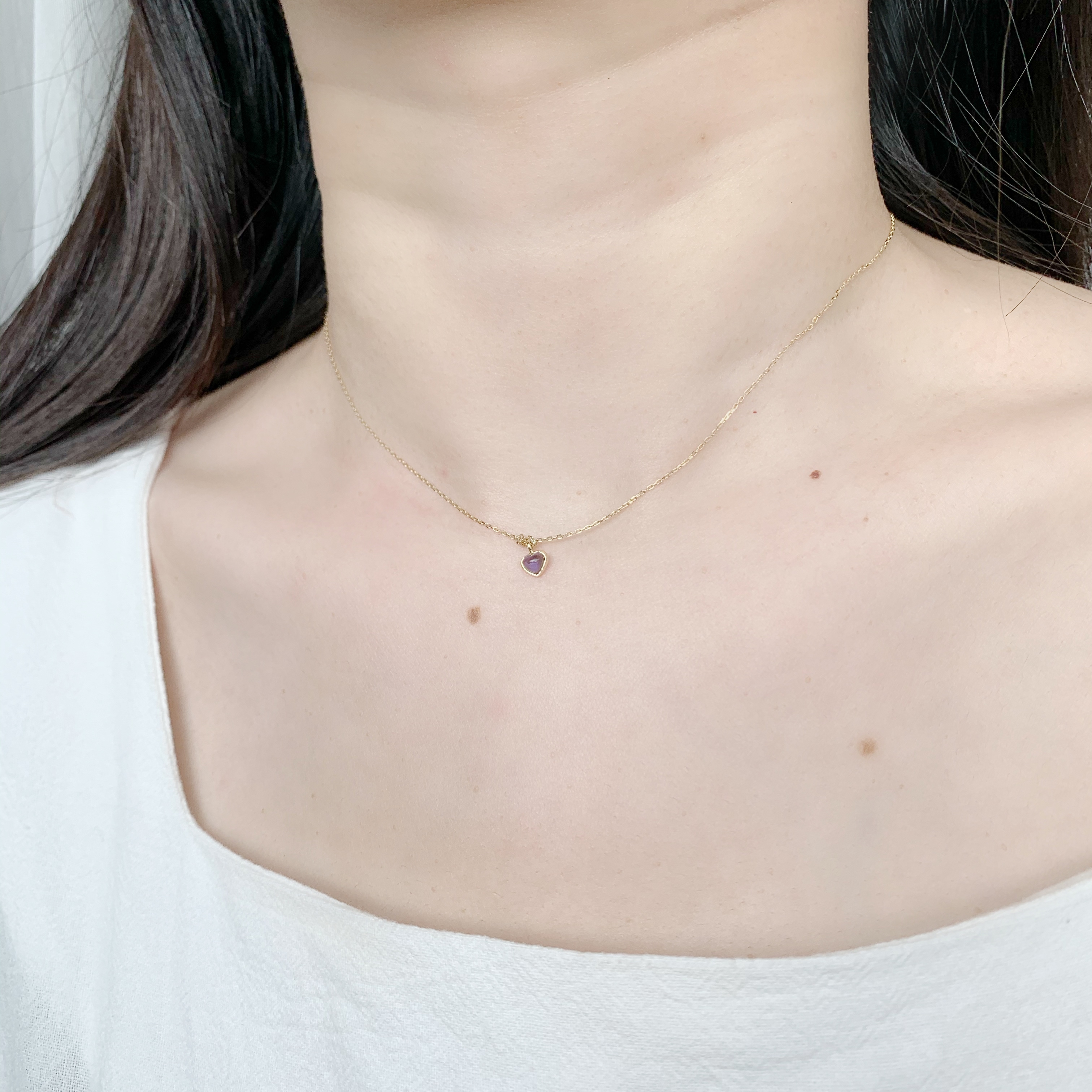 14K QQHEART堇青石鎖骨鍊