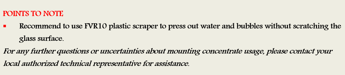 FMK30 Mounting Concentrate Points to Note
