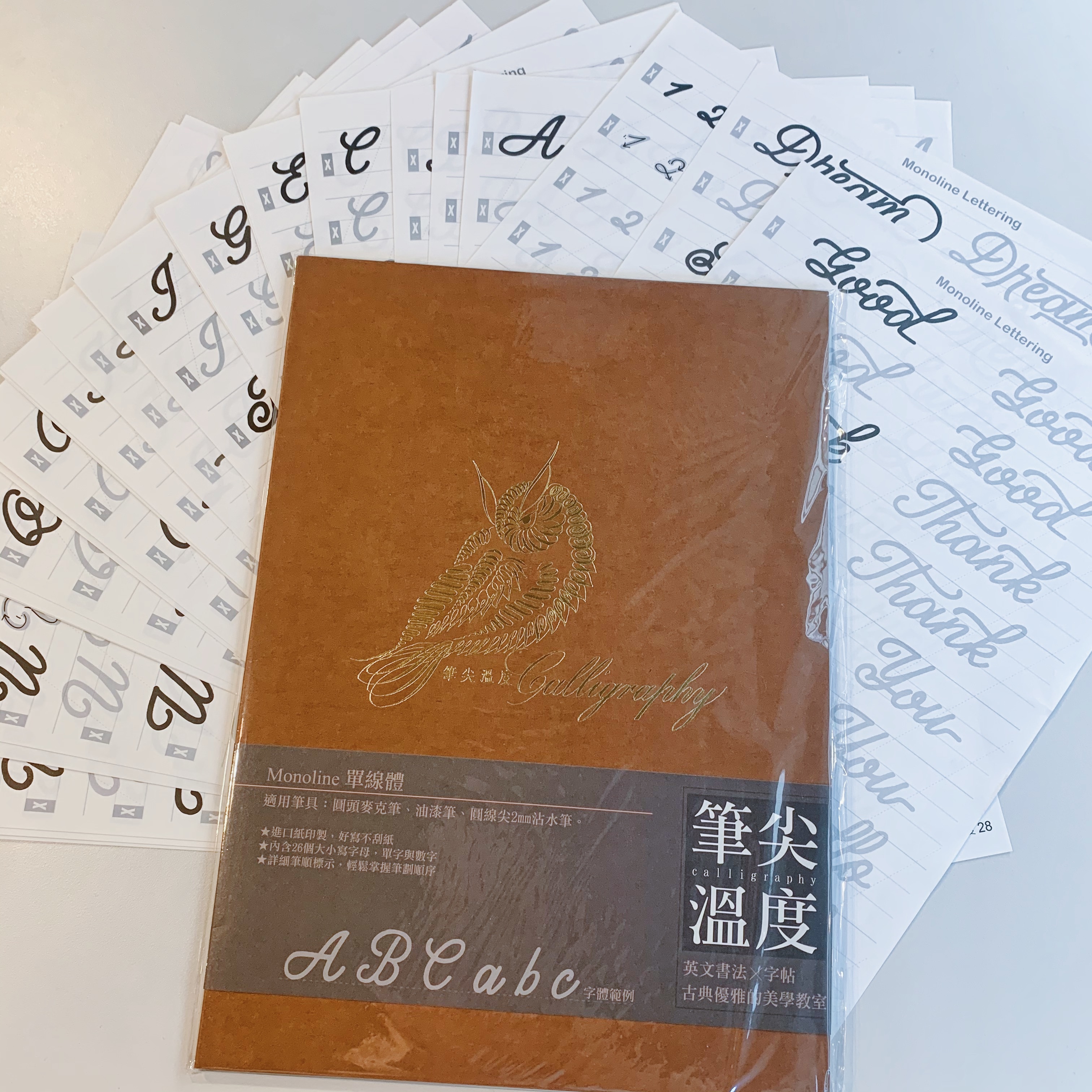 單線體 Monoline 英文書法字帖｜筆尖溫度