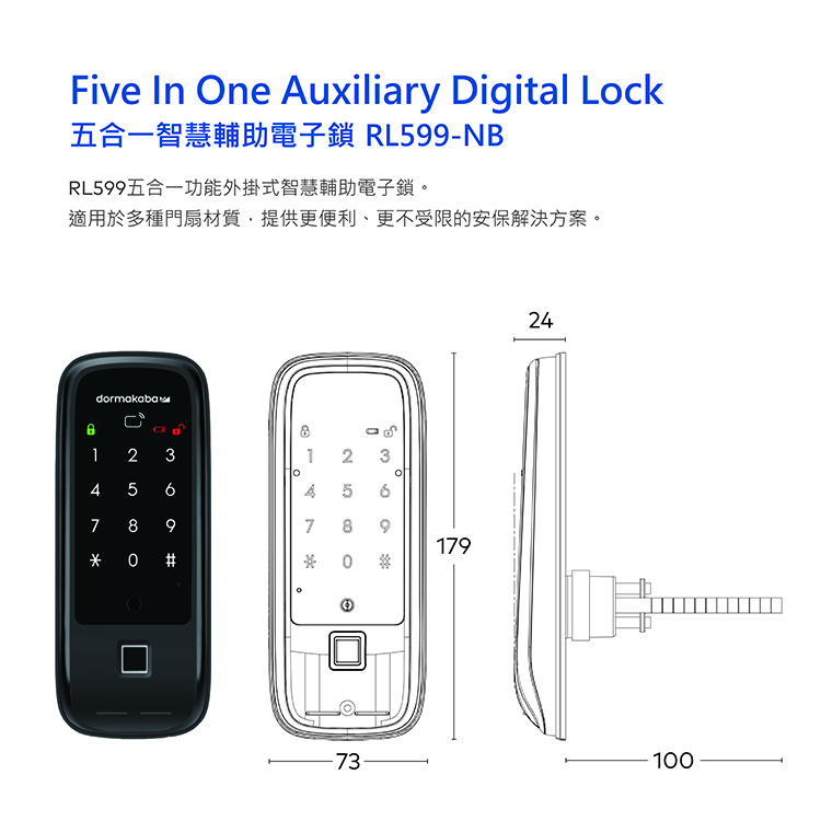 智能電子門鎖 Dormakaba RL599-NB (五合一)