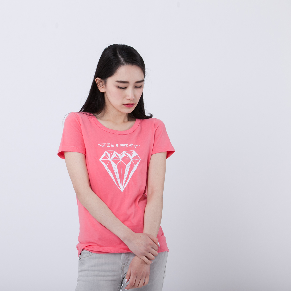 鑽石 短袖 蜜桃棉 女T 玫粉