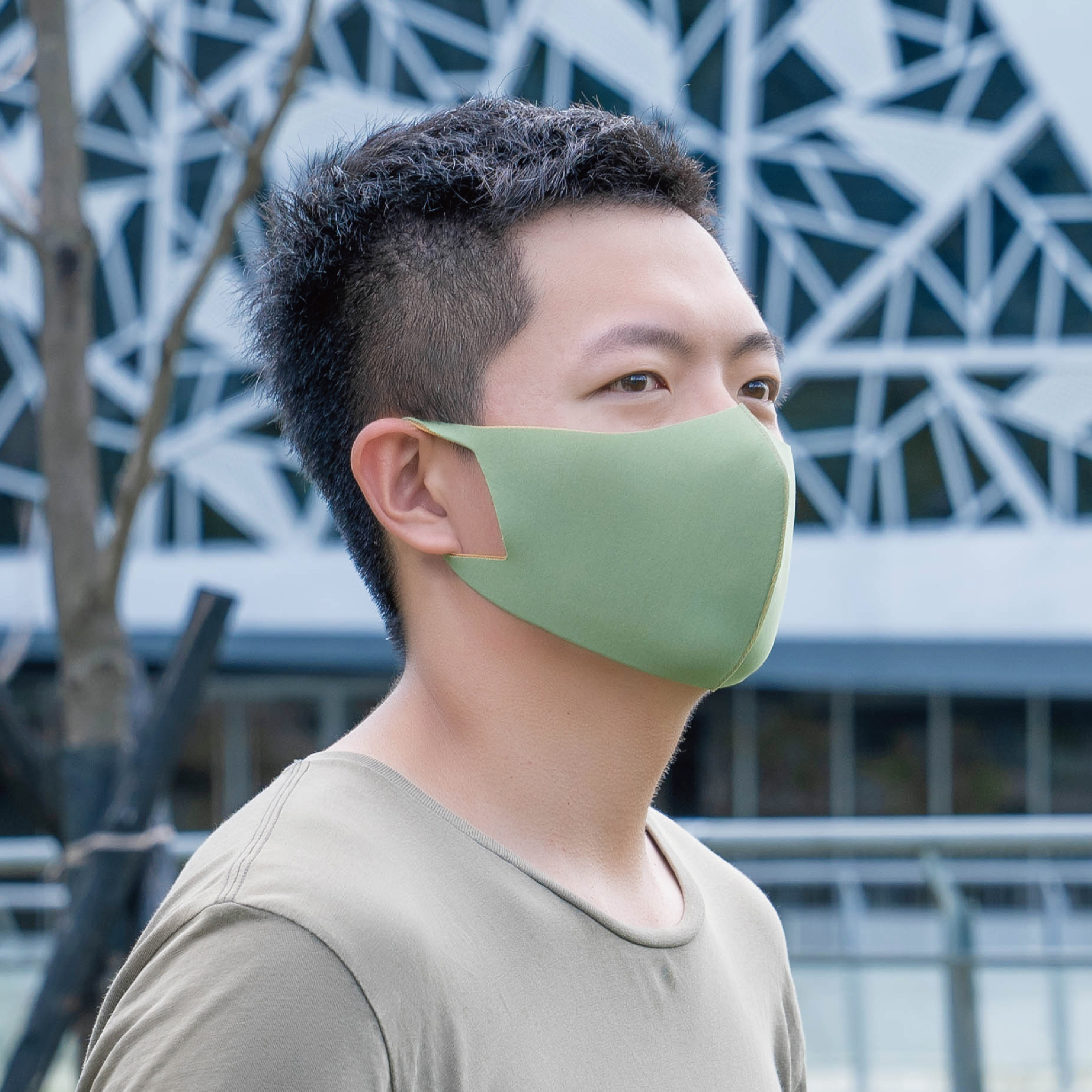 防潑水｜雙色─酪梨綠｜舒適美-3D立體透氣抗菌口罩