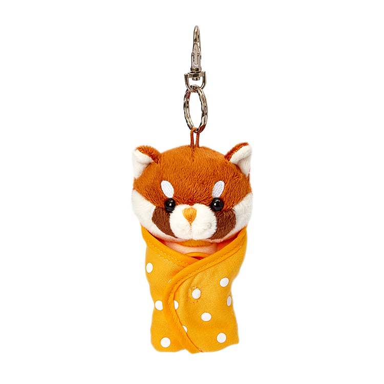 Baby Red Panda in Blanket Plush Keychain