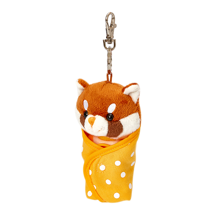 Baby Red Panda in Blanket Plush Keychain