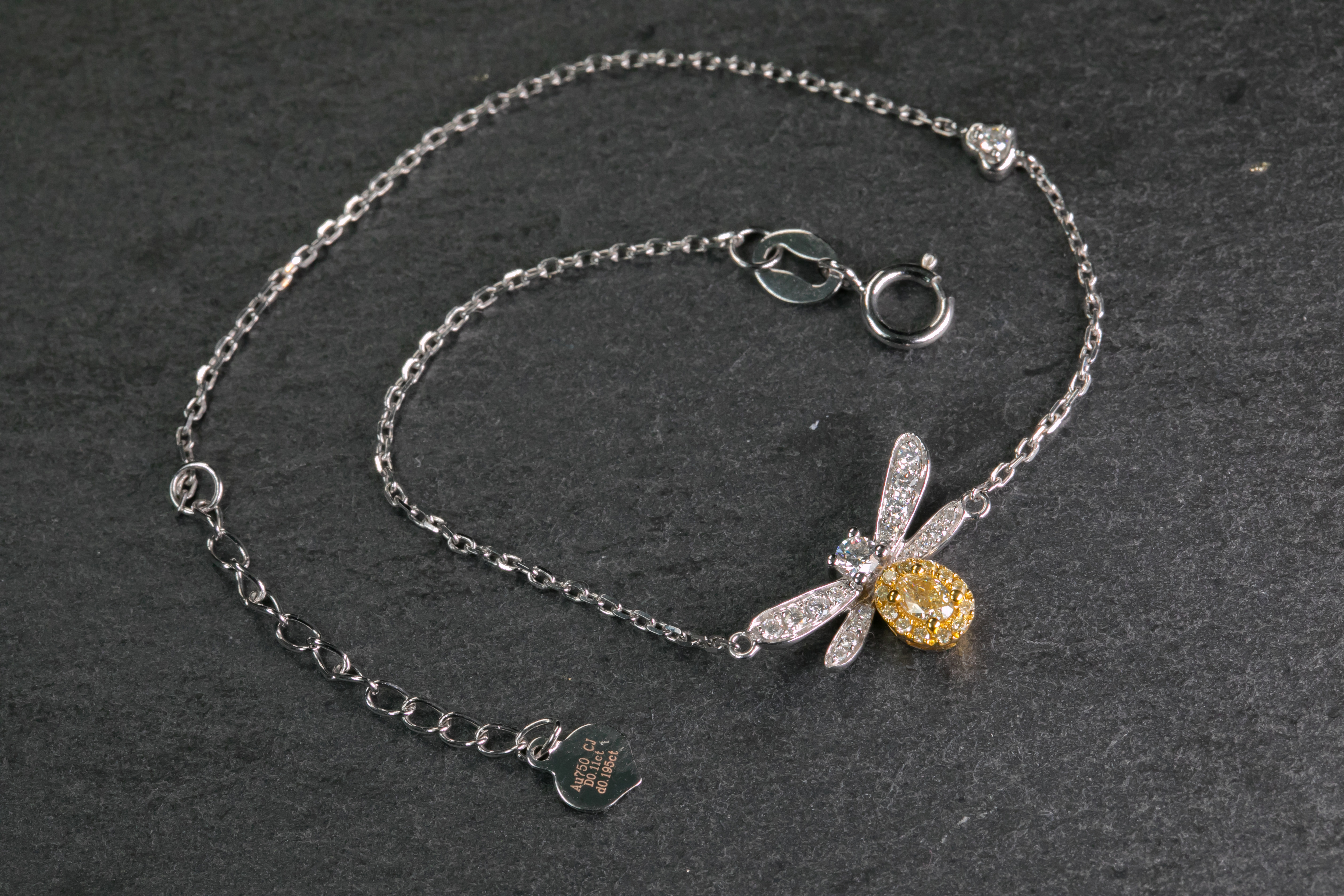 18K 金 0.11ct 黃鑽蜜蜂手鏈