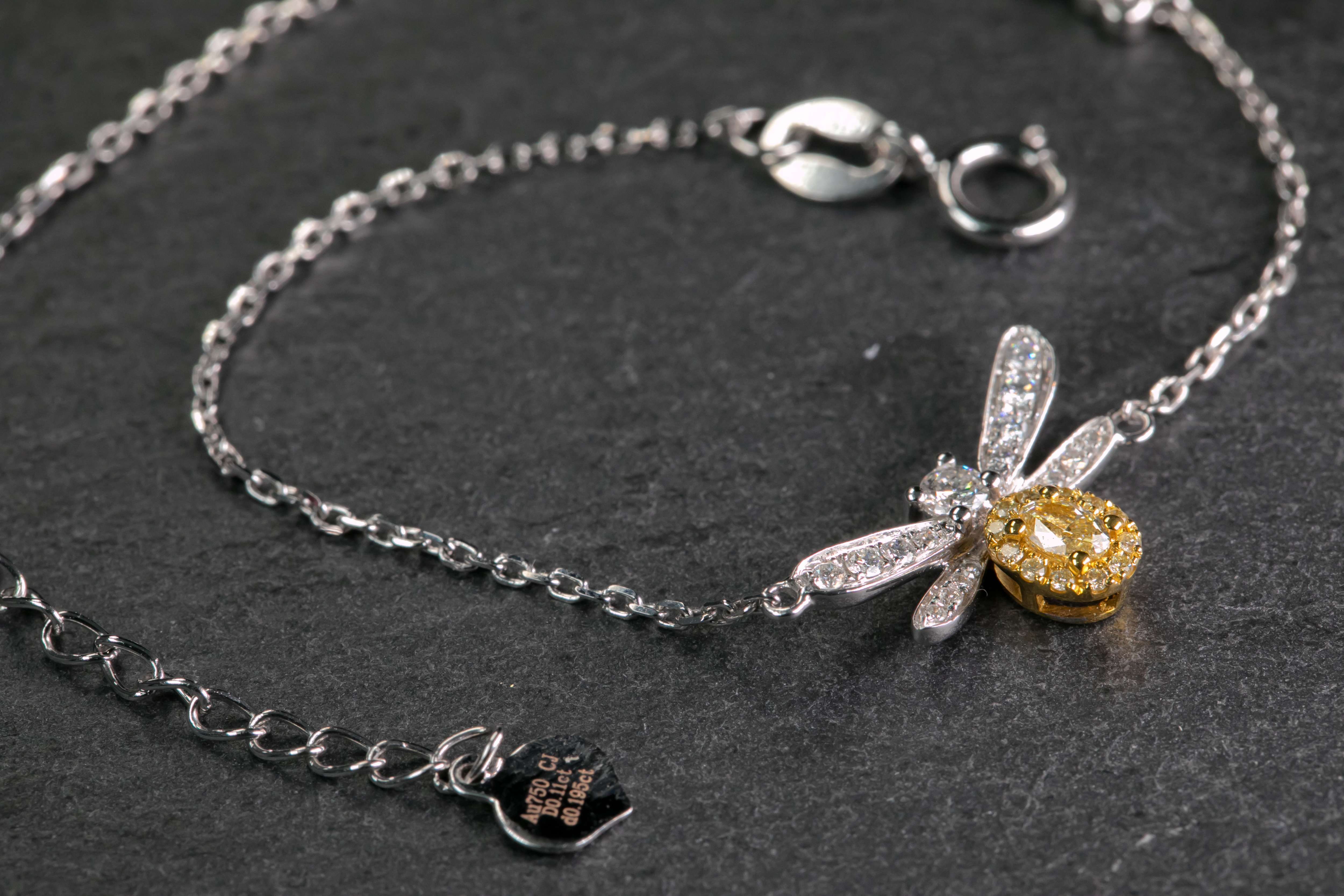 18K Gold 0.11ct Yellow Diamond Bracelet