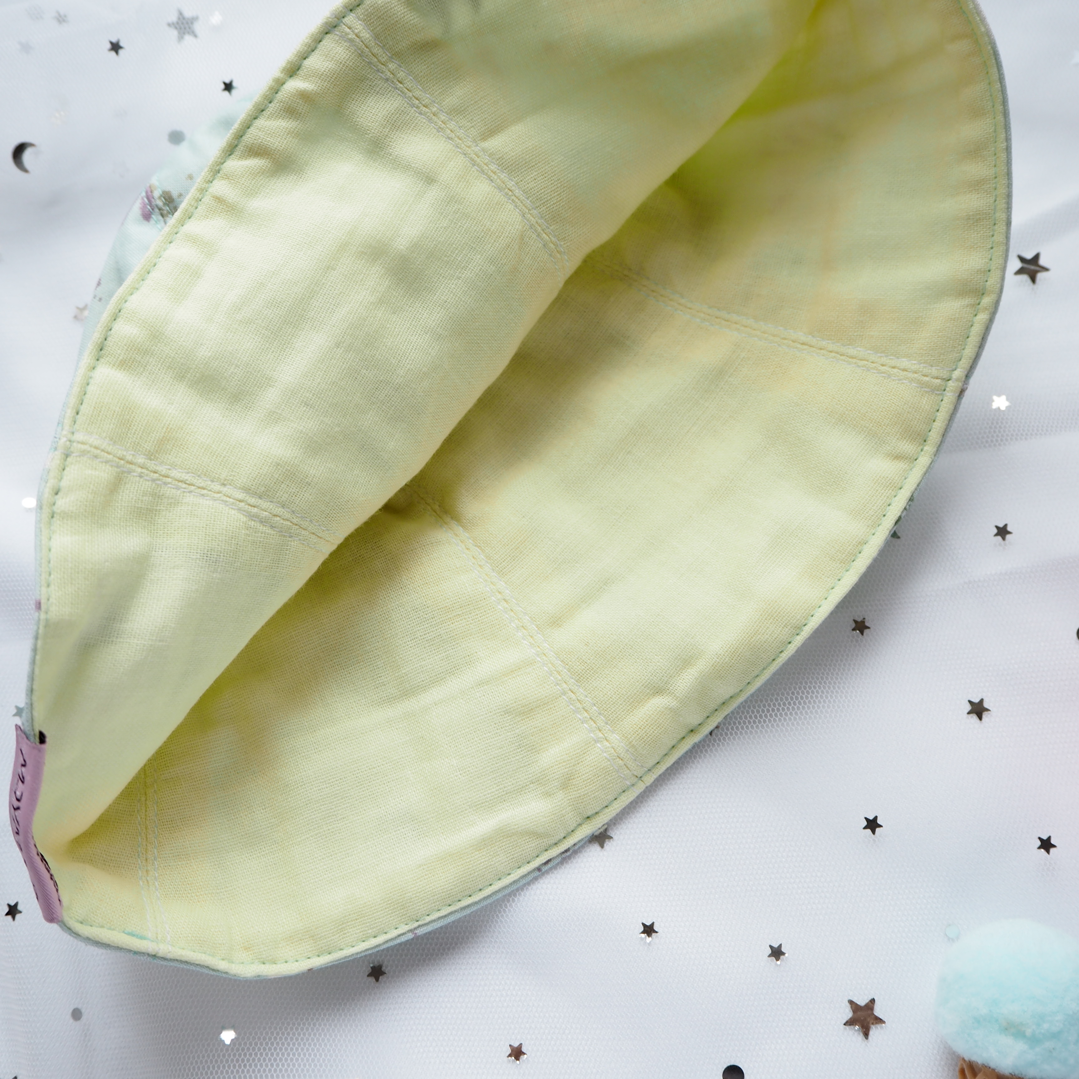 綠色天鵝圖案 純棉布嬰兒帽