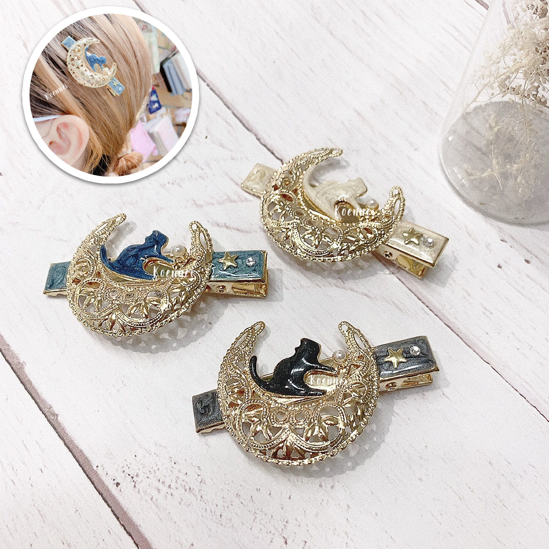 日本月亮貓咪髮夾