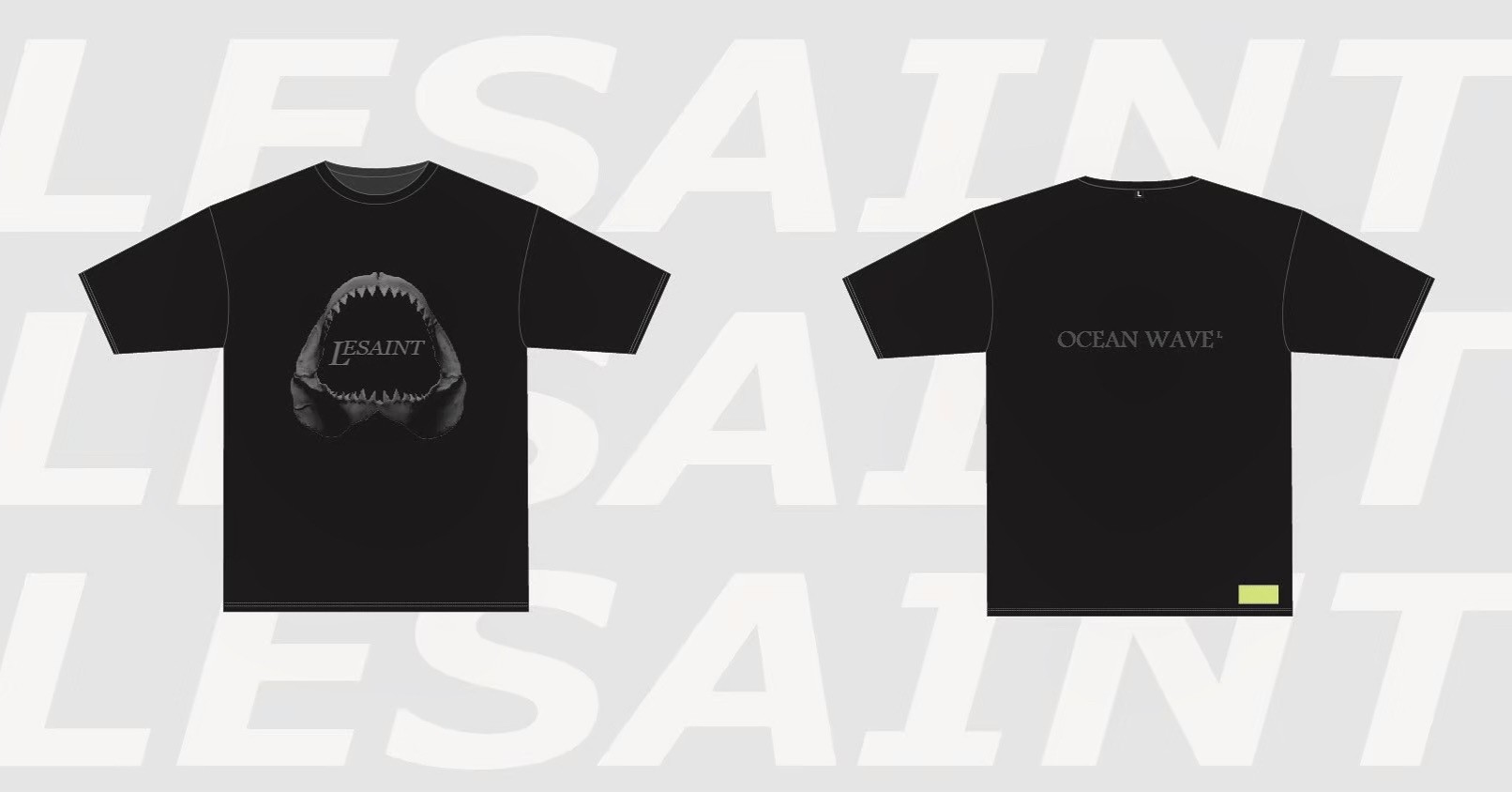 現貨 韓國品牌 LESAINT JAWS Tee 新款 鯊魚牙 化石 黑灰 短袖 T