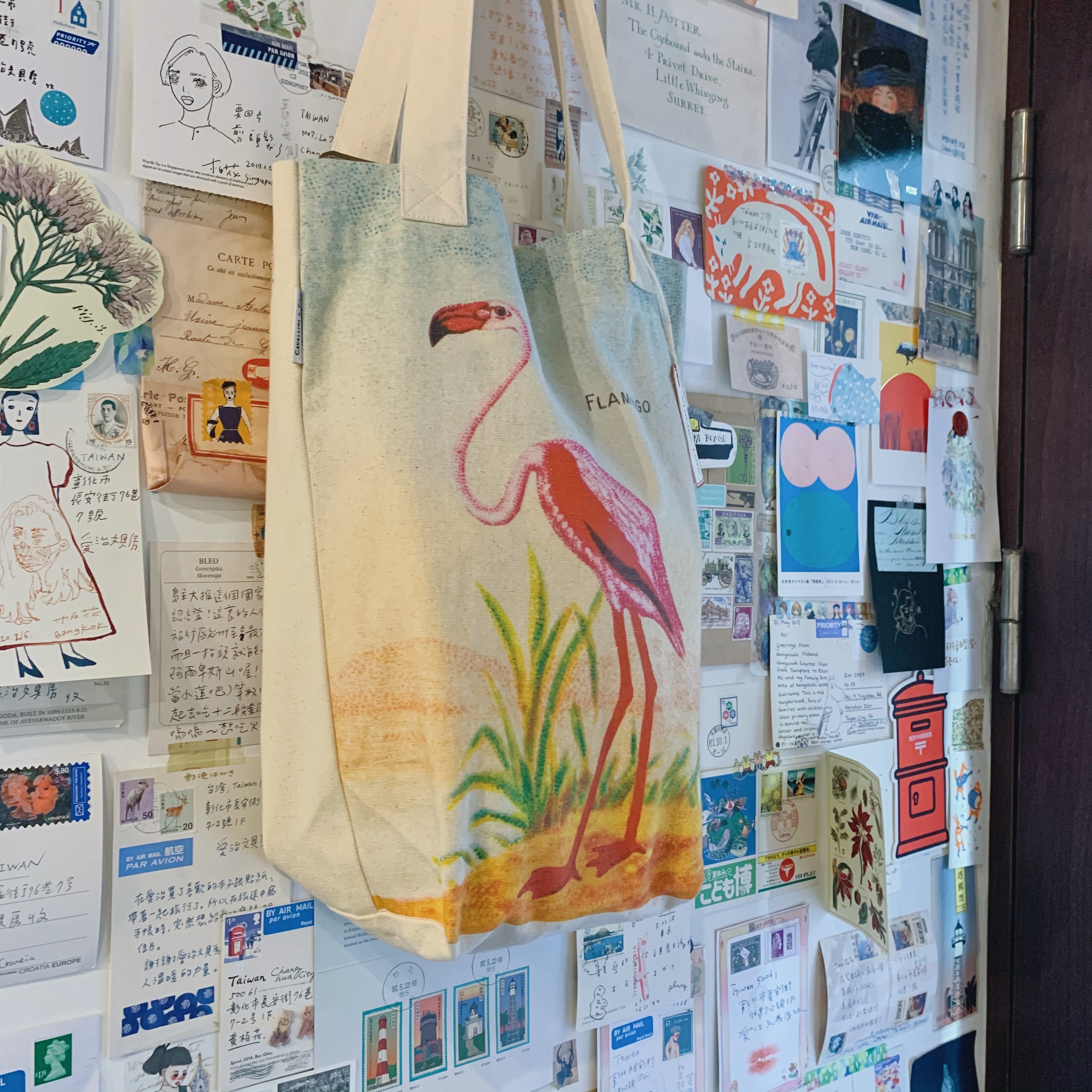 cavallini 紅鶴 托特包 帆布提袋