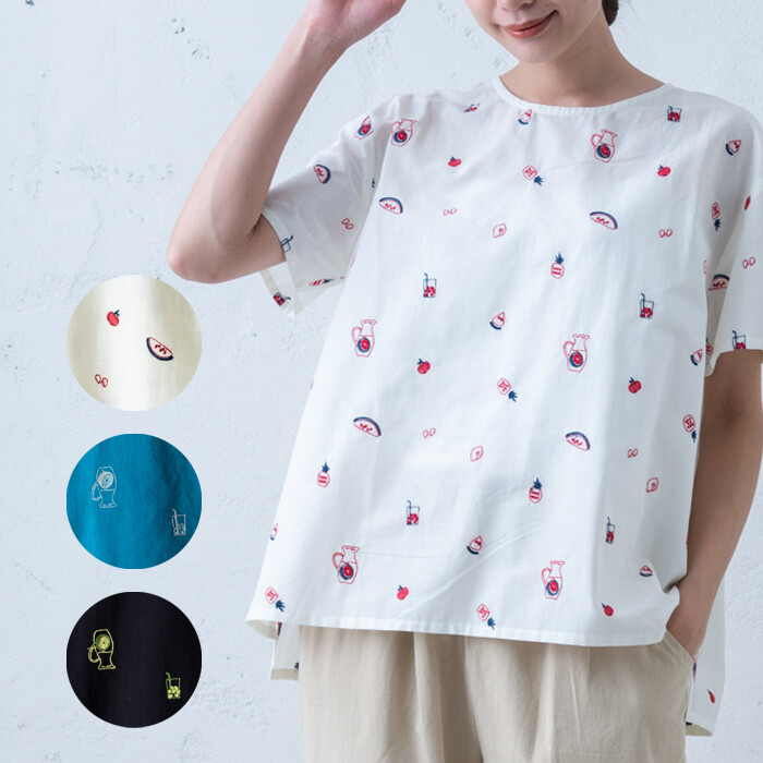 現貨｜[SALE8折]Emago 夏天食物刺繡上衣 (米白色)