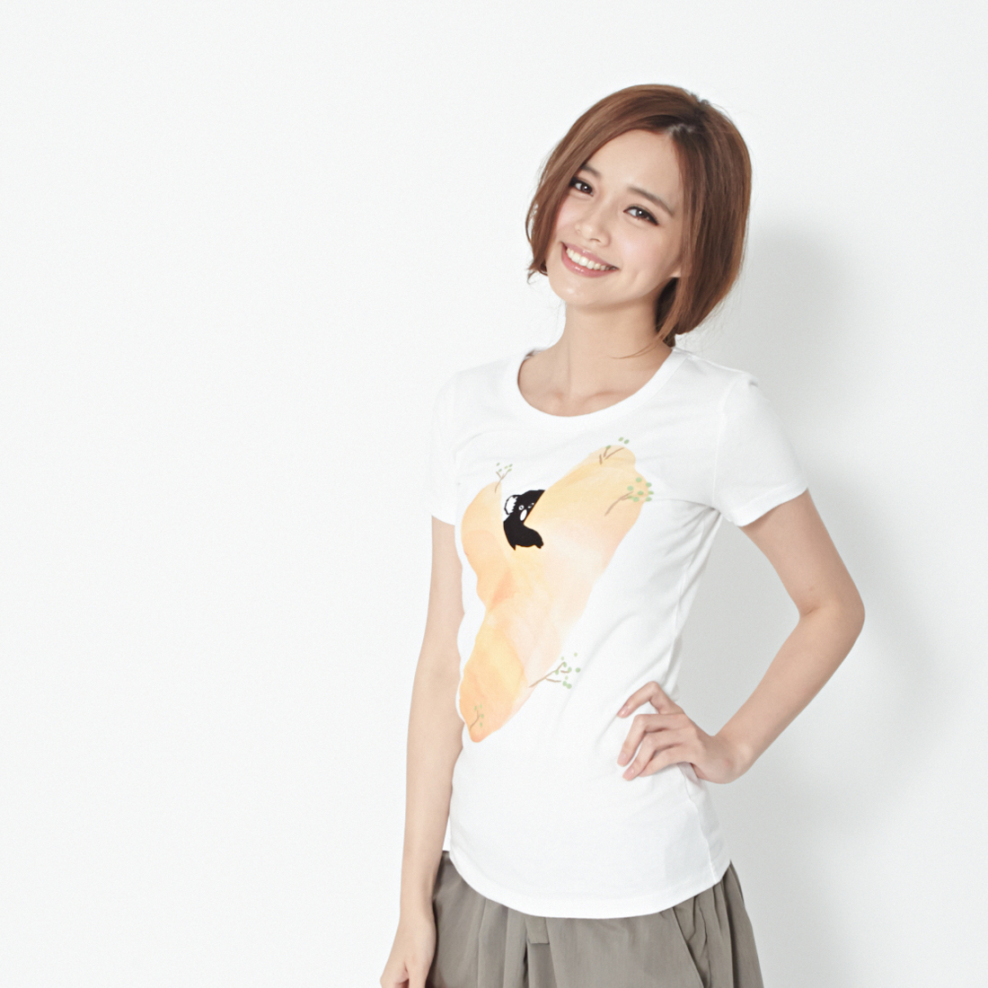 無尾熊 短袖 蜜桃棉 女T 純白