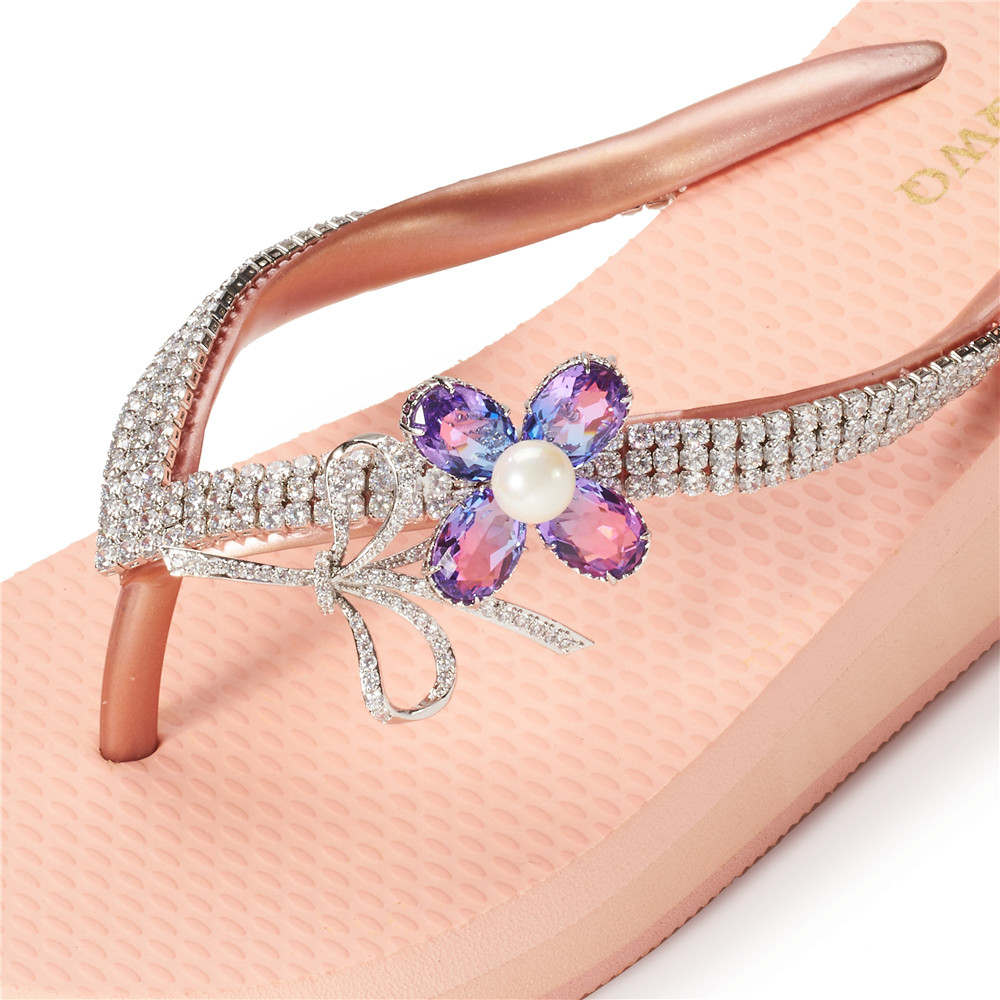 頂級首飾工藝-花束珍珠-紫彩【3cm小厚底】手工縫紉客製款<需先付款>