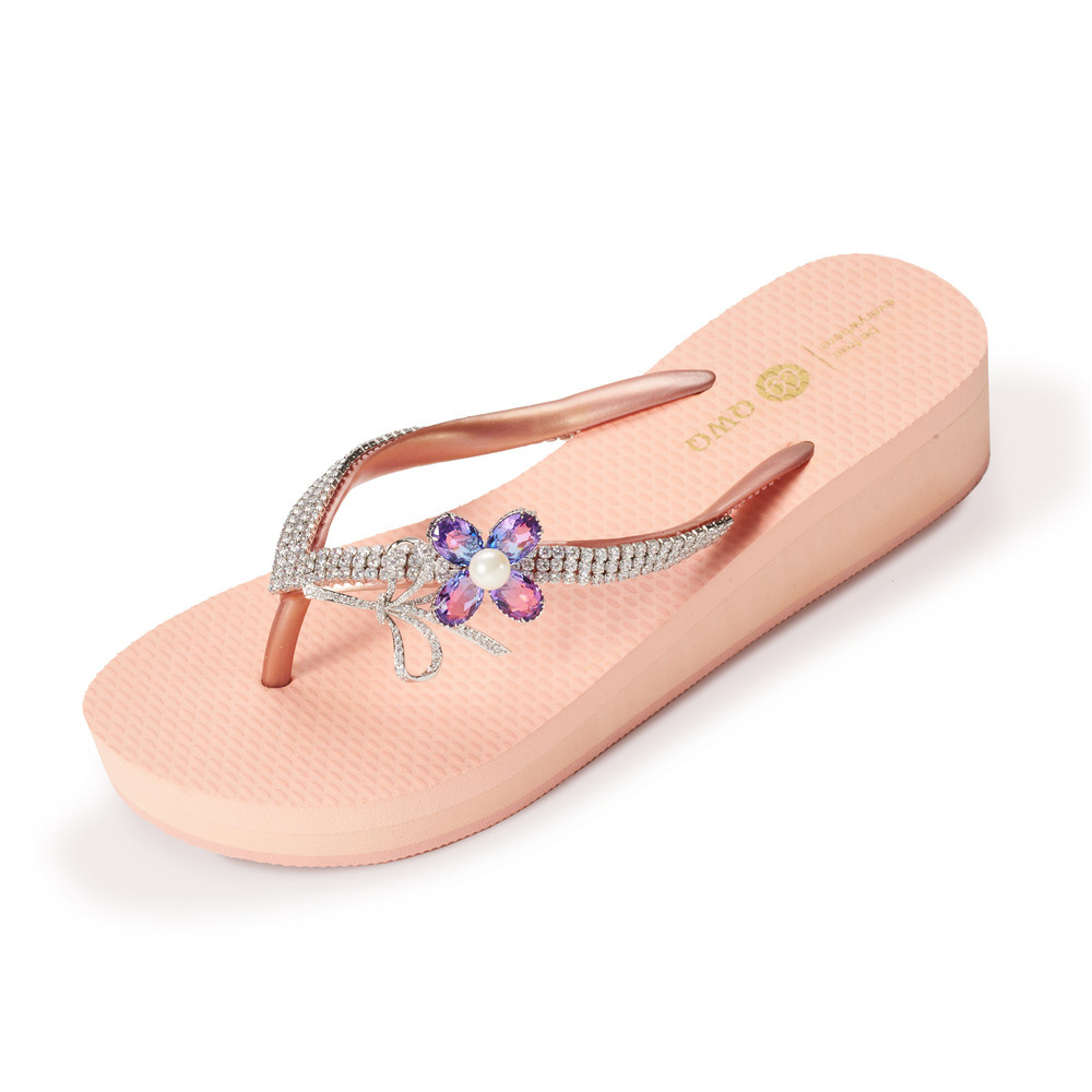 頂級首飾工藝-花束珍珠-紫彩【3cm小厚底】手工縫紉客製款<需先付款>