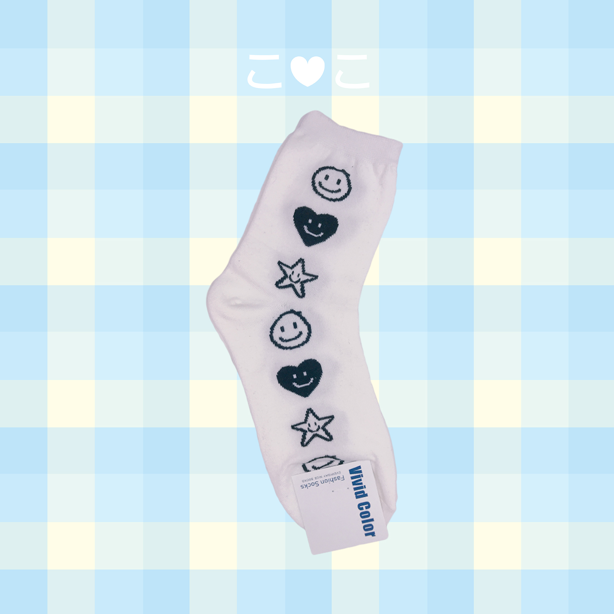 正韓笑臉幾何圖造型襪子